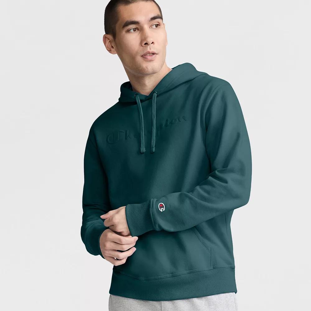 Men's Champion® Embossed Powerblend Graphic Hoodie, Size: Small, Green Allure Product Image