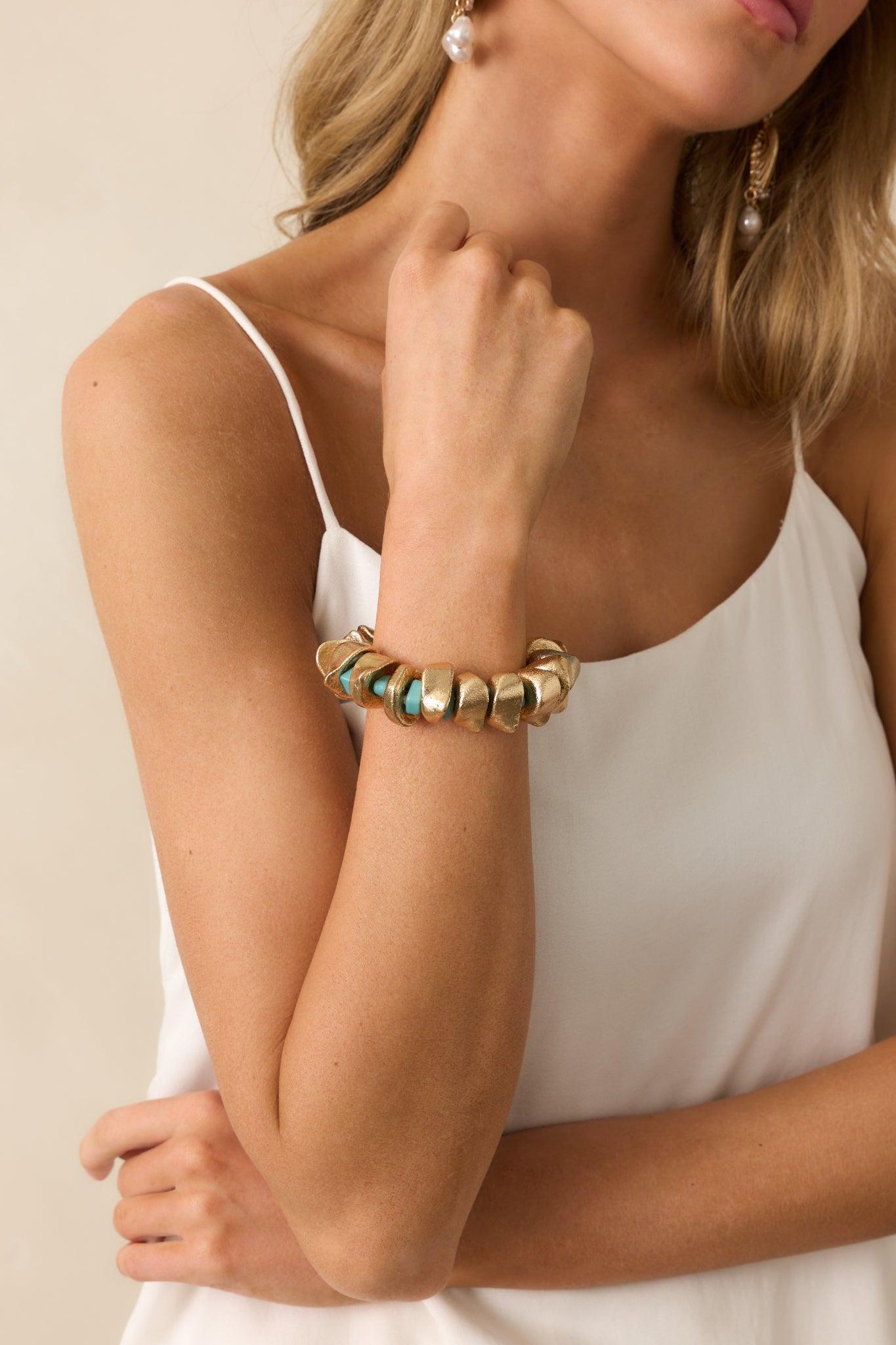 Summer Muse Gold Turquoise Beaded Bracelet Product Image