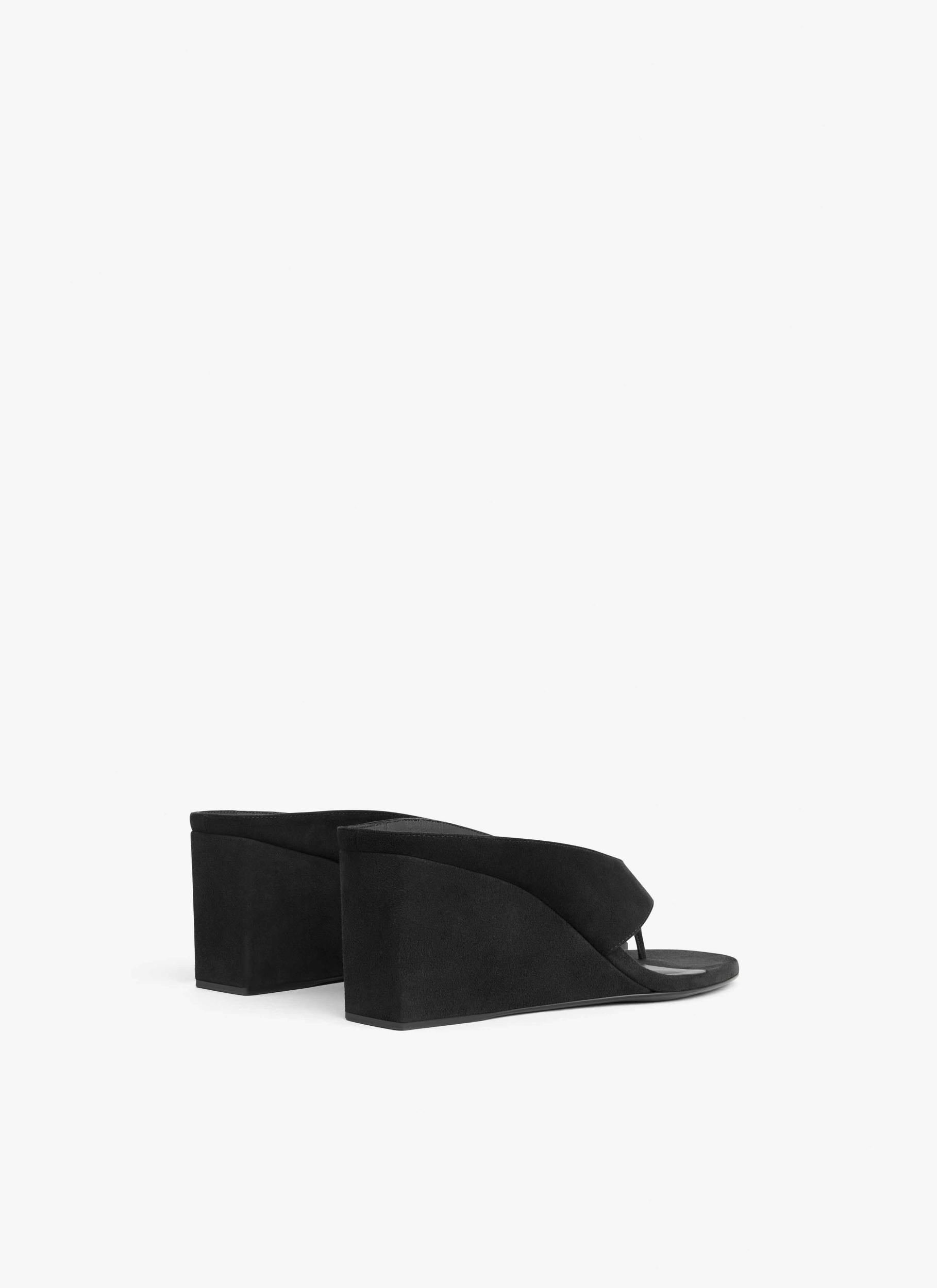 BLACK CUBE THONG MULES IN SUEDE GOATSKIN  Product Image