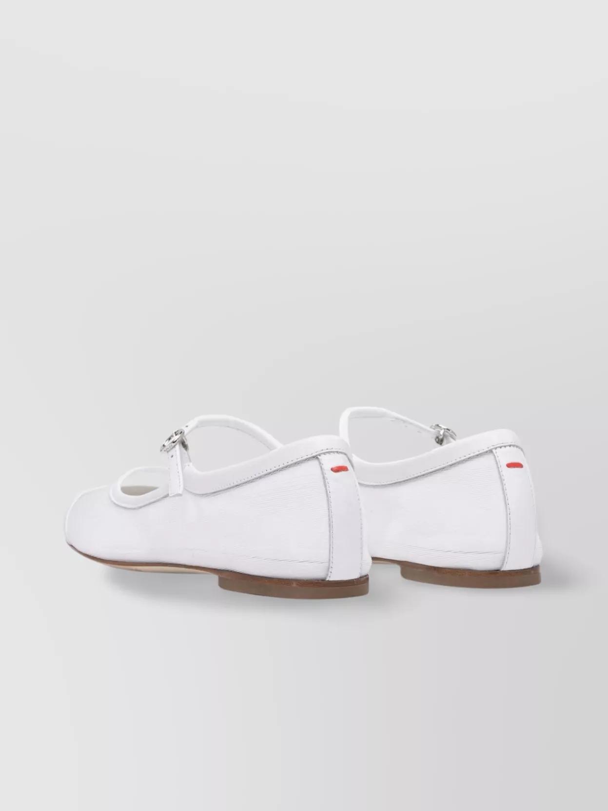 AEYDE Round Toe Ballerina Shoes With Contrast Piping In White Product Image