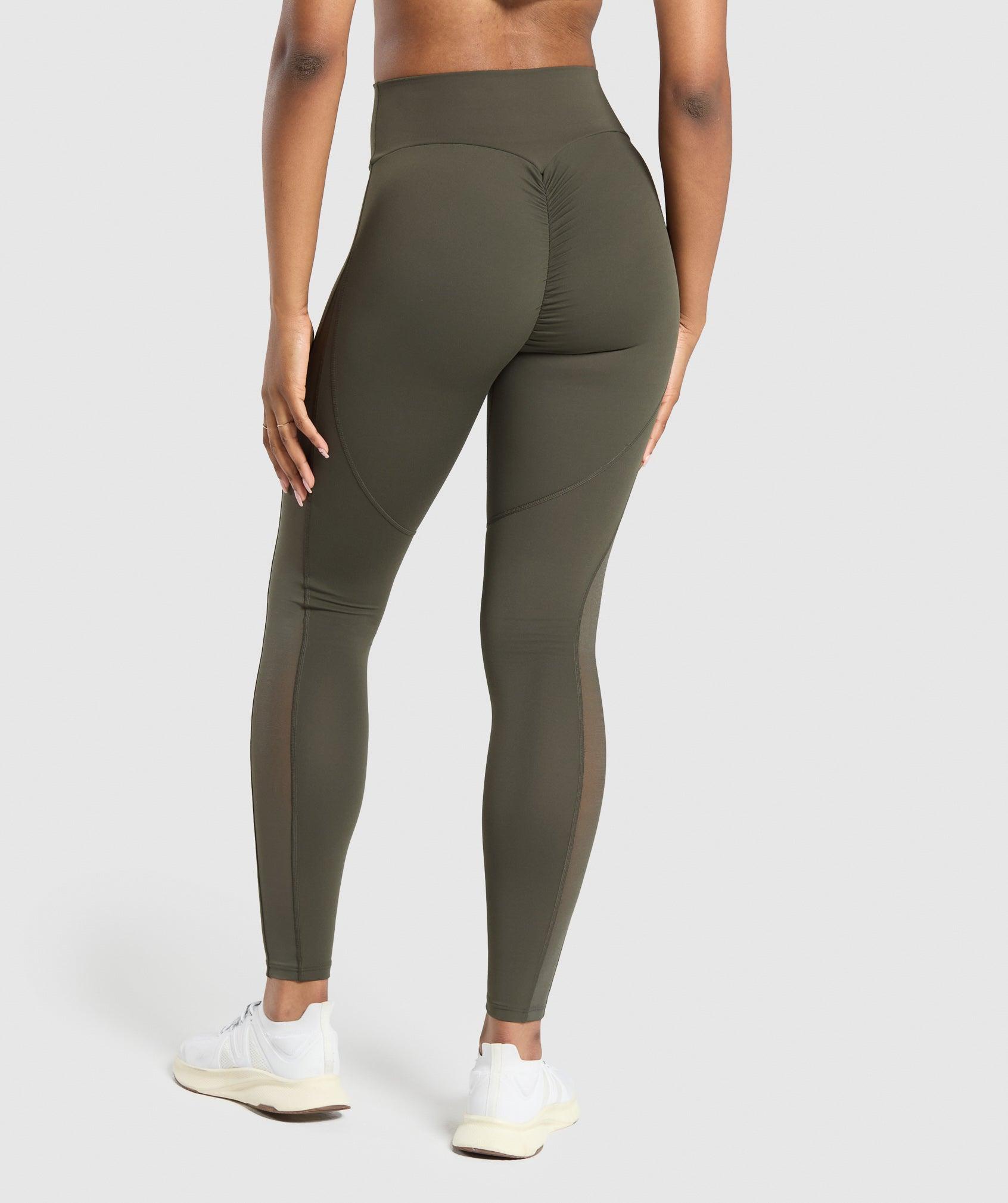Gymshark Mesh Placement Legging - Weighted Green Female Product Image