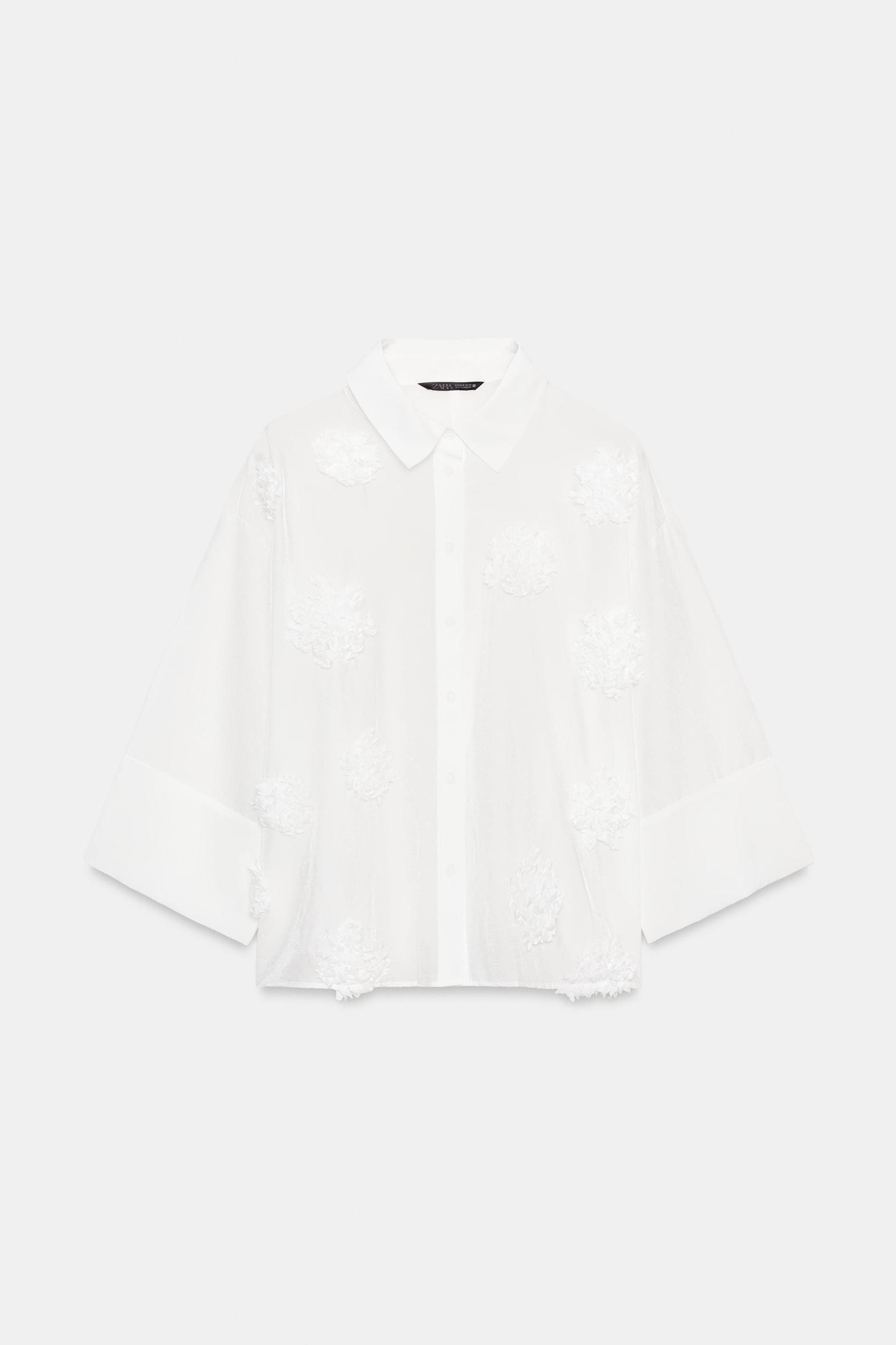 FLOWY EMBOSSED FLORAL SHIRT Product Image