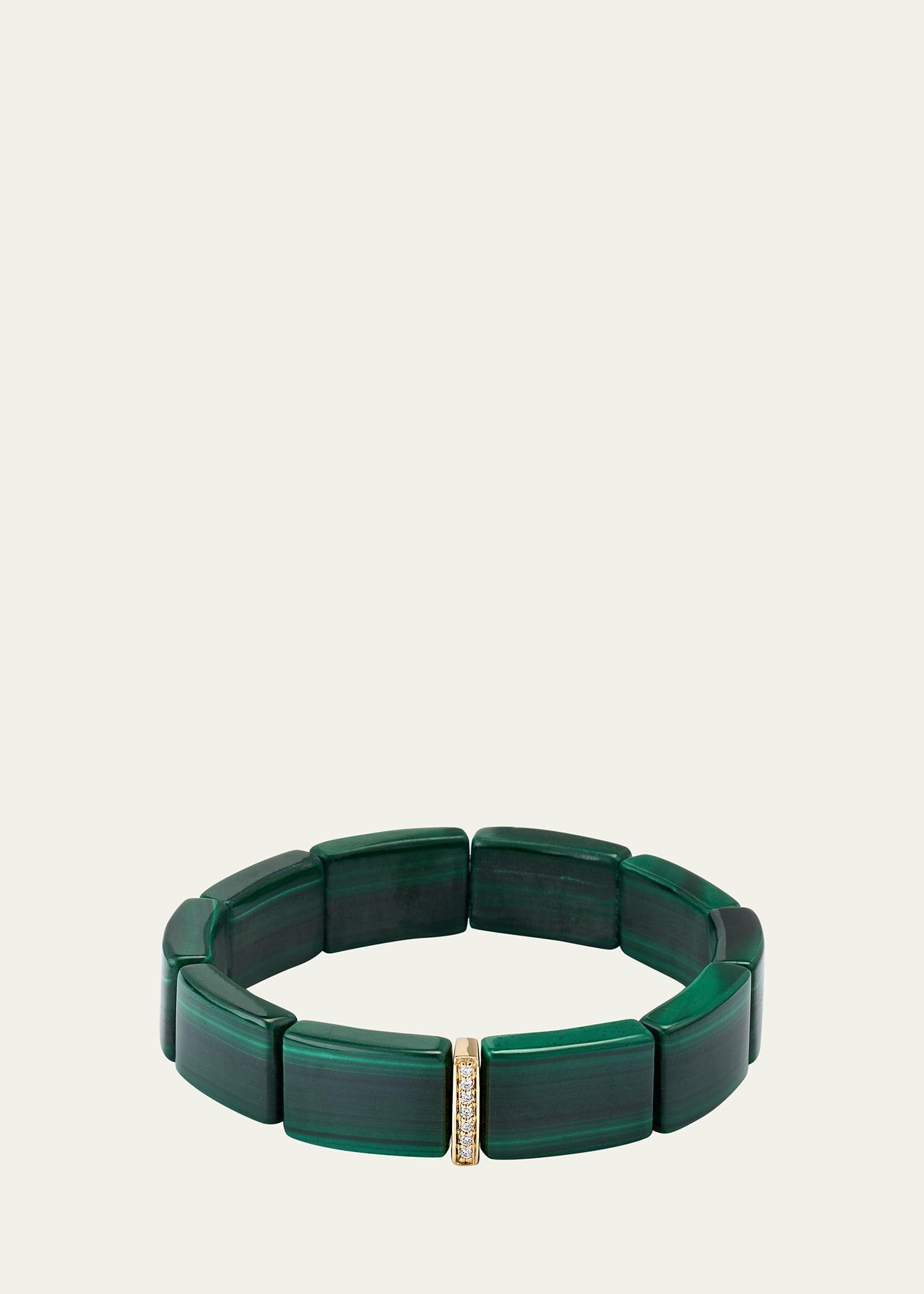 14K Gold & Diamond Single Row Spacer on Malachite Bracelet Product Image