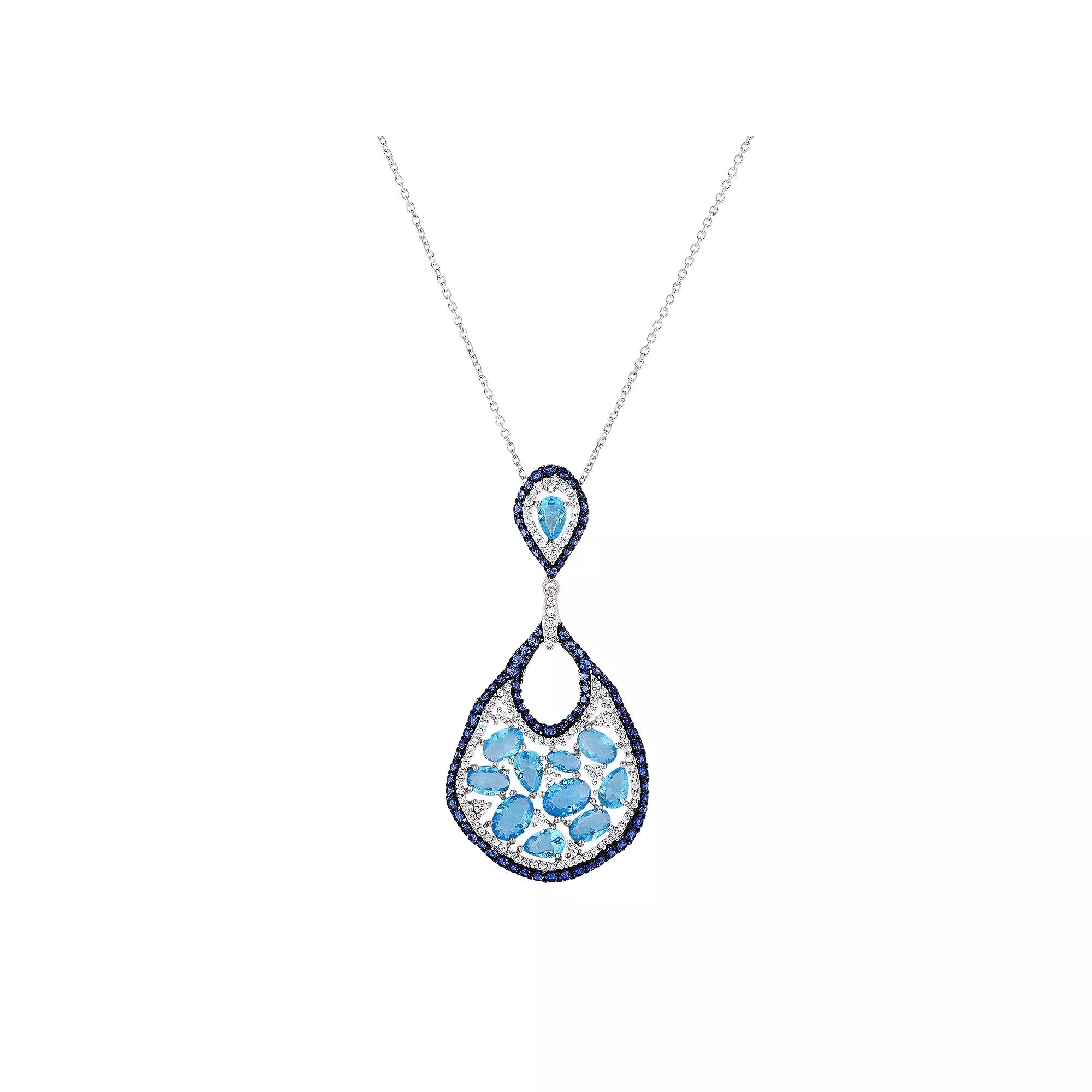 Sterling Silver Cubic Zirconia Teardrop Pendant Necklace, Womens Product Image