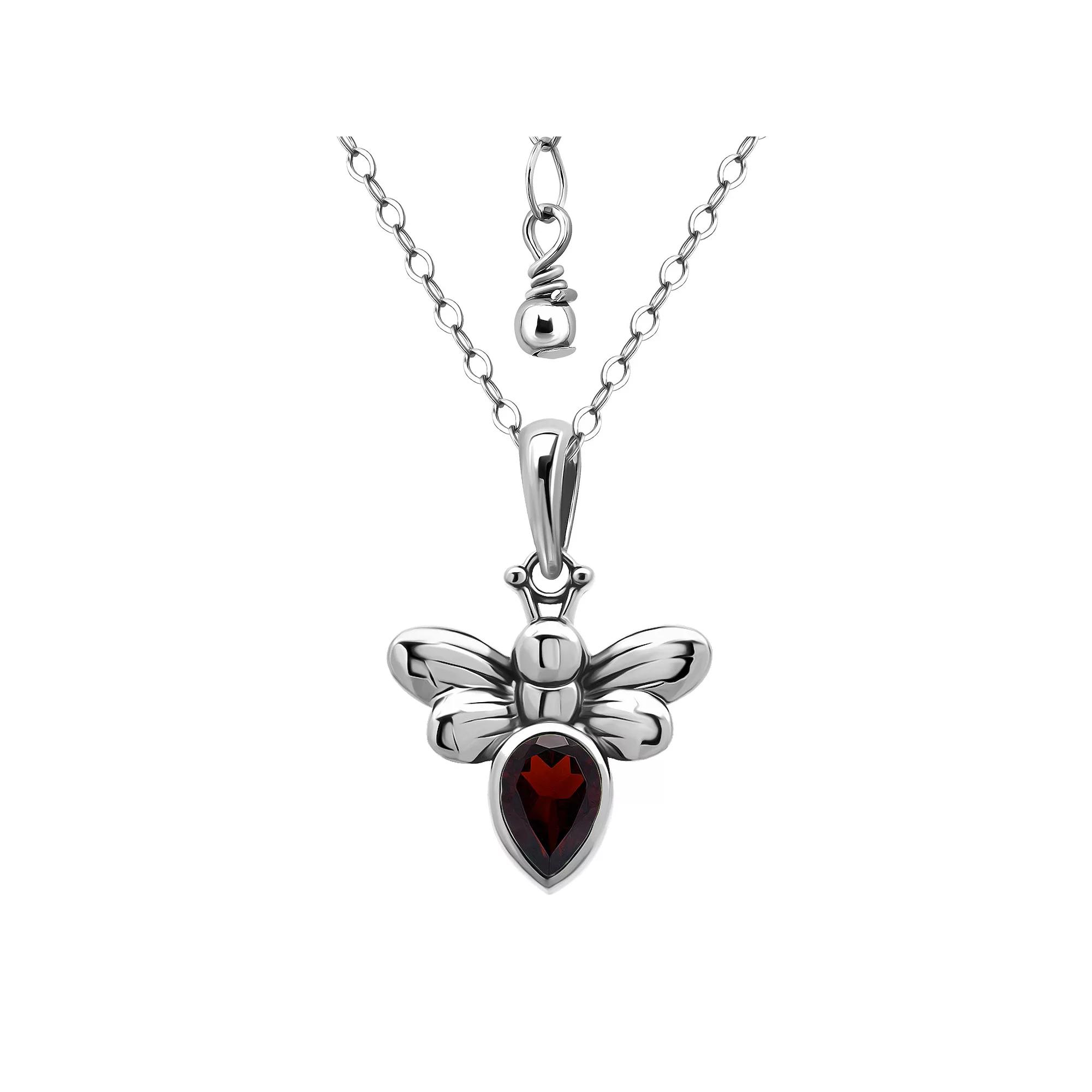 Aleure Precioso Sterling Silver Bee Pendant Necklace, Women's, Size: 16-18" ADJ, Red Product Image