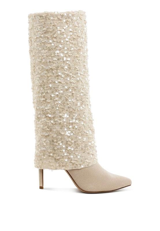 Sin City Sequinned Fold-Over Calf Boots Product Image