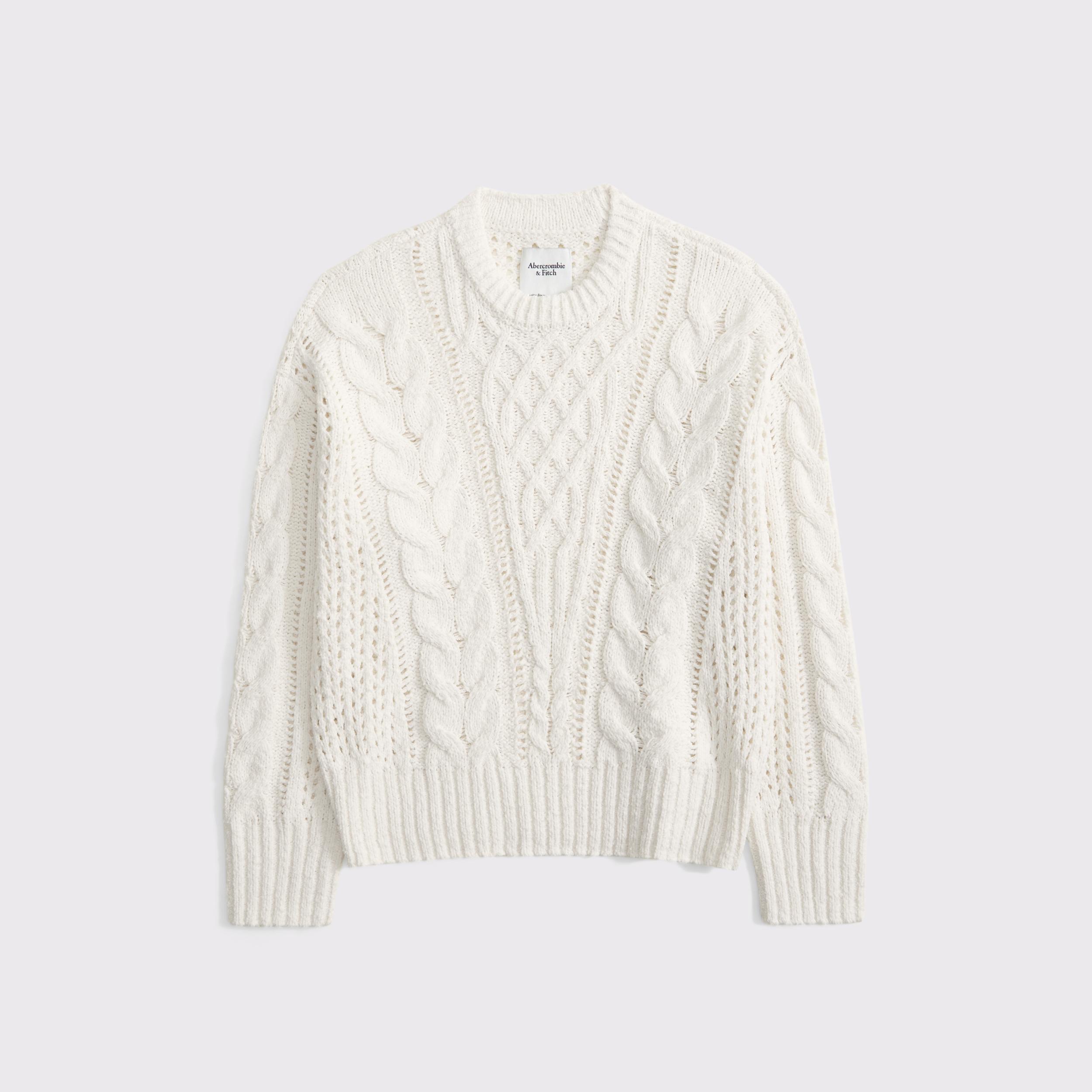Textural Stitch Cable Crew Sweater Product Image