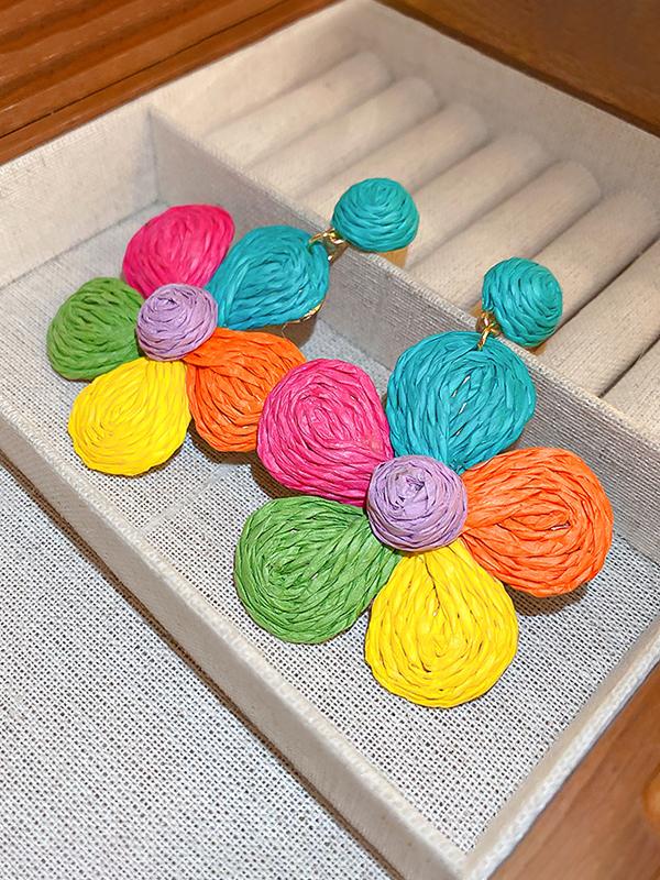 Colorful Flower Shape Drop Earrings Product Image