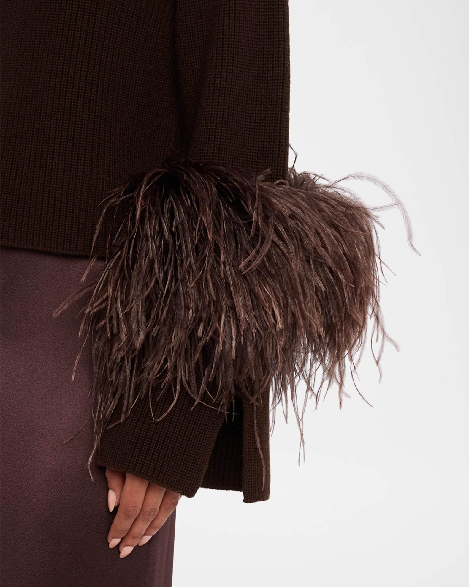 Mock-Neck Feather Merino Wool Sweater Product Image