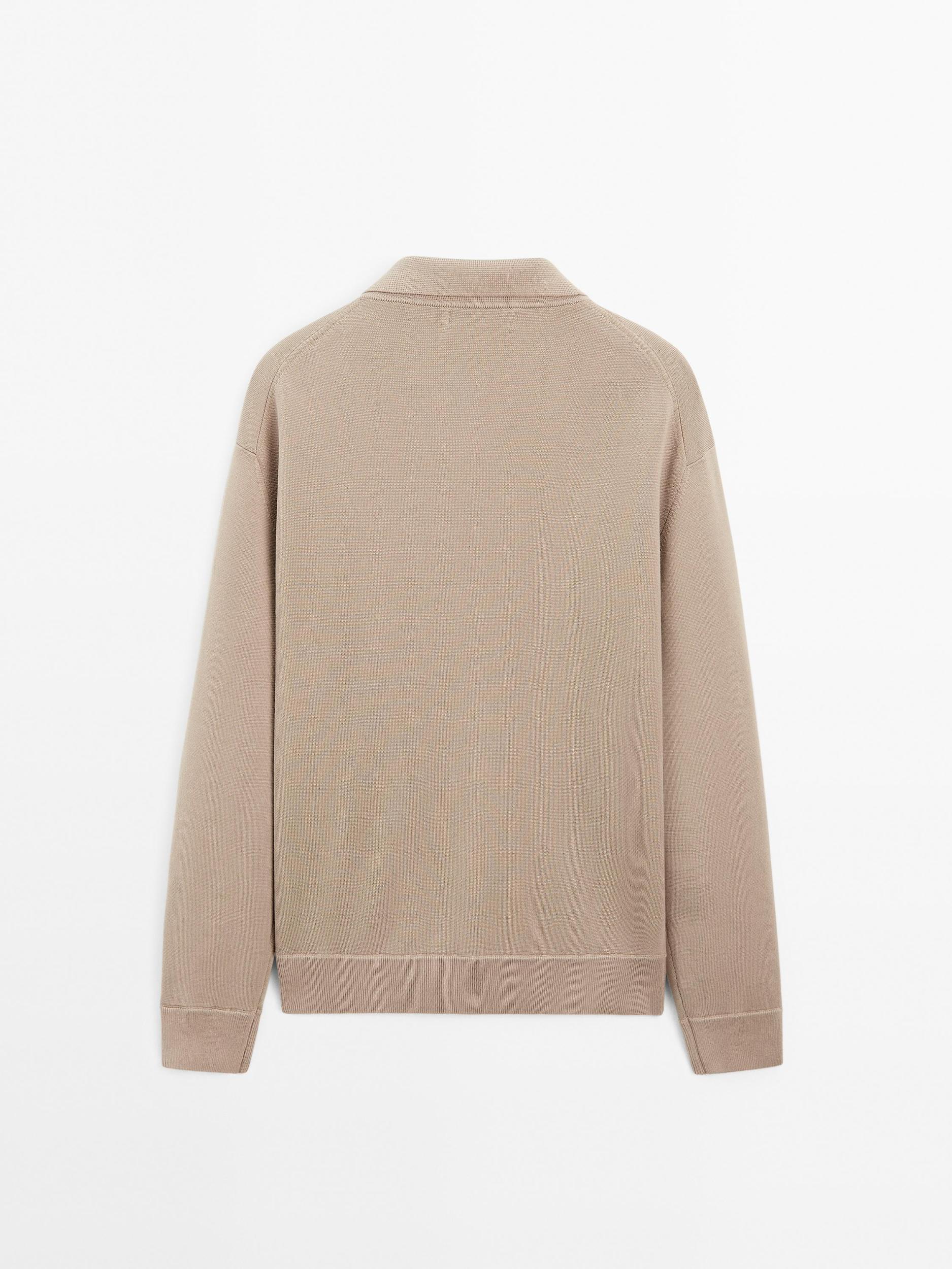 Cotton blend zip-up knit cardigan Product Image