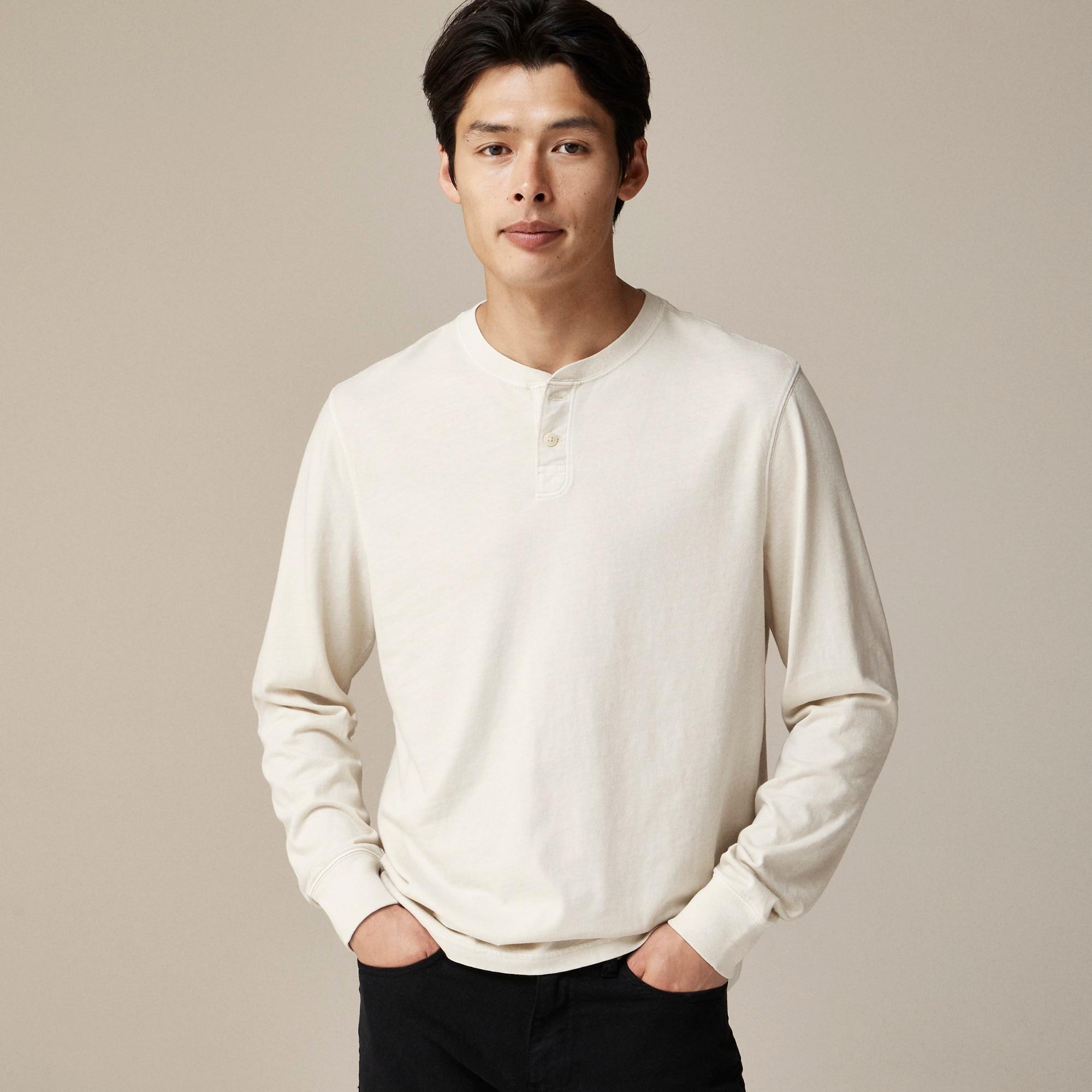 Vintage-wash cotton henley Product Image