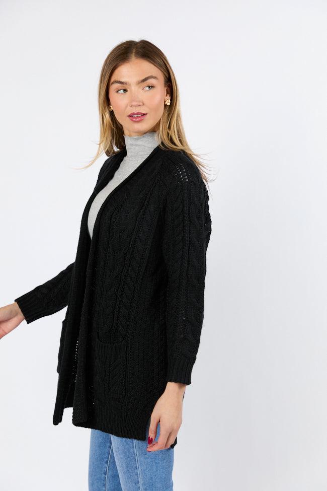 Sweet Nothings Black Chunky Cable Knit Cardigan FINAL SALE Product Image