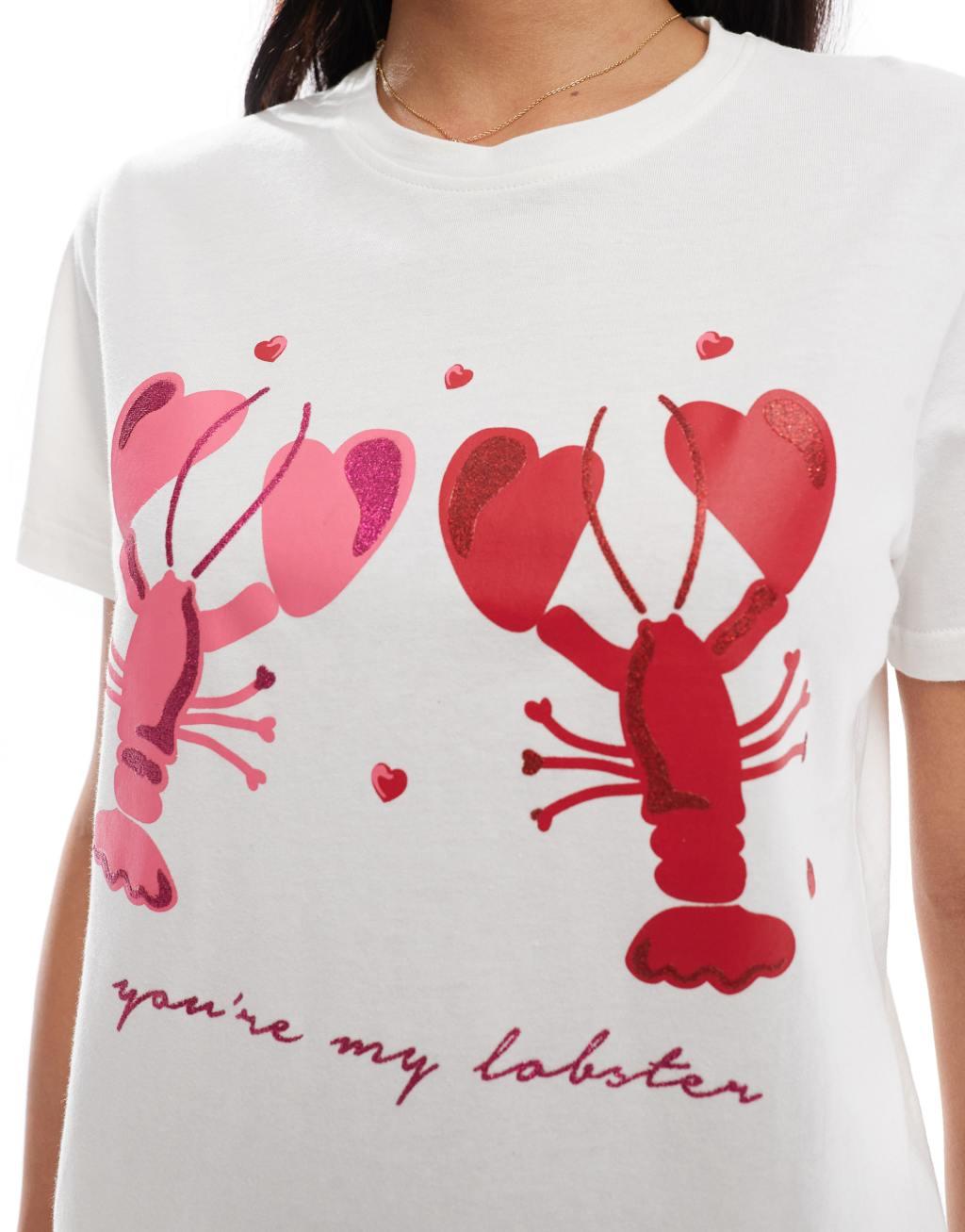 Threadbare pajama set in white with lobster print Product Image