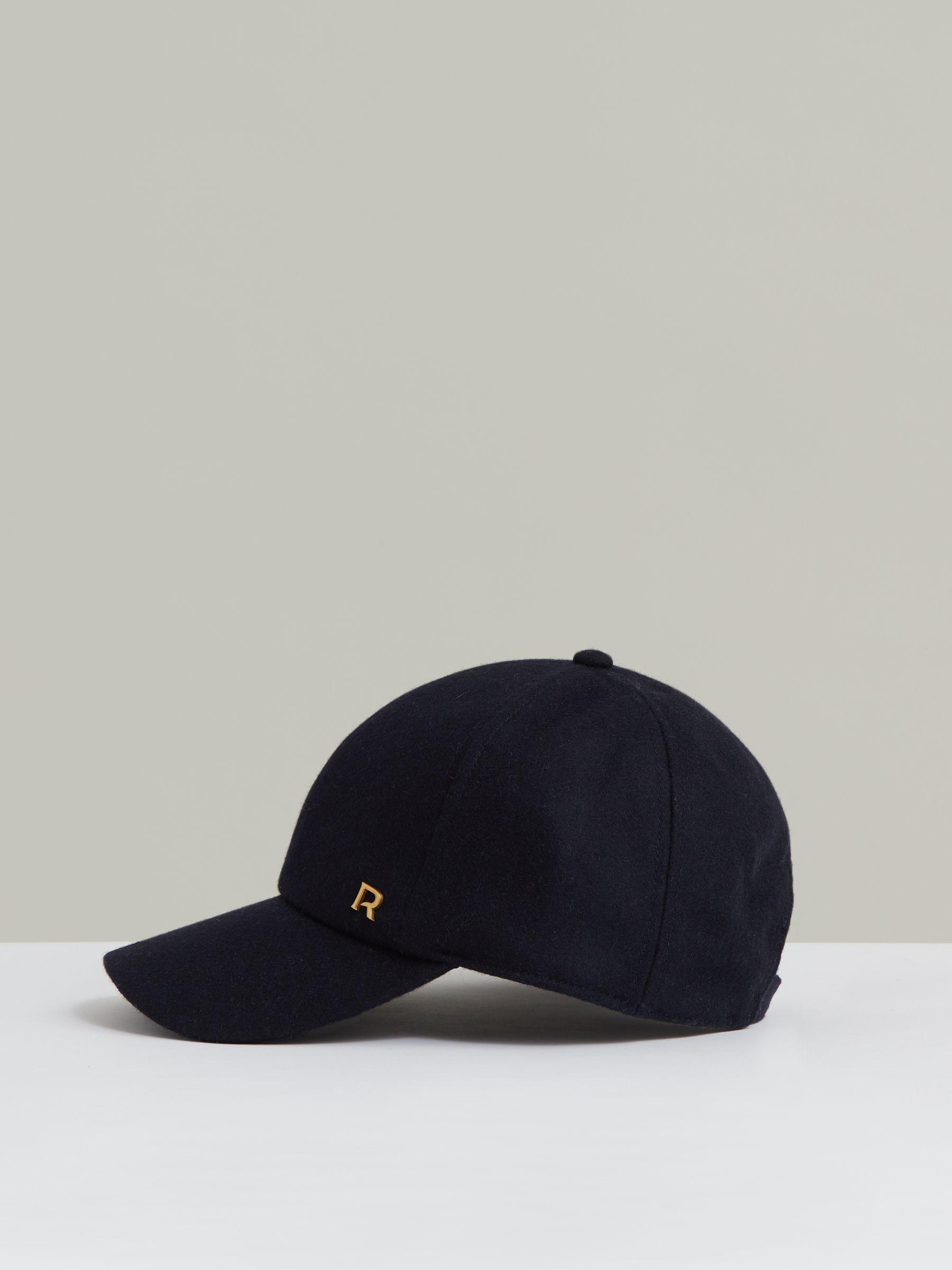Wool-Blend Flannel Baseball Cap in Navy Product Image