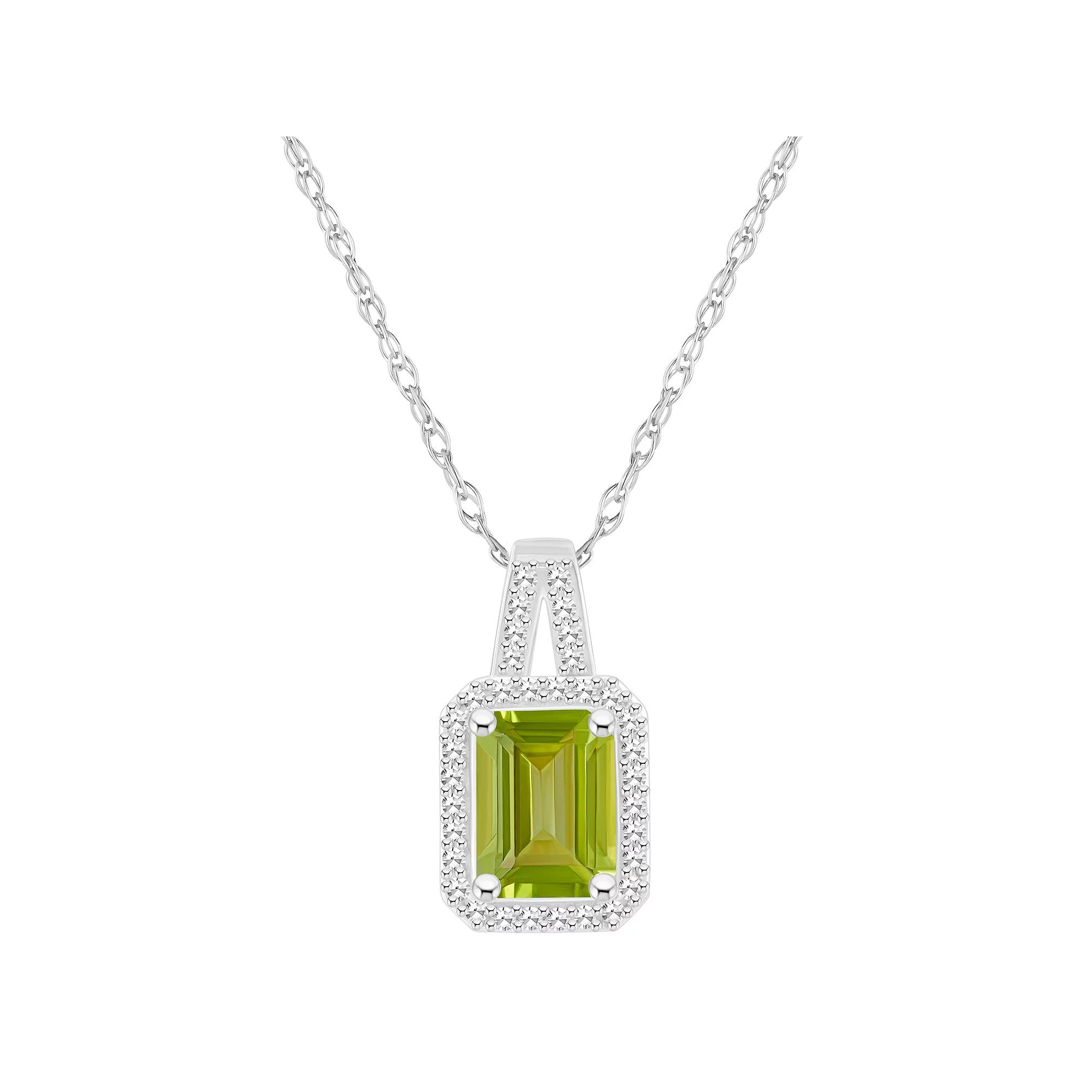 Celebration Gems Sterling Silver Gemstone & 1/6 Carat T.W. Diamond Halo Pendant Necklace, Women's,  Product Image