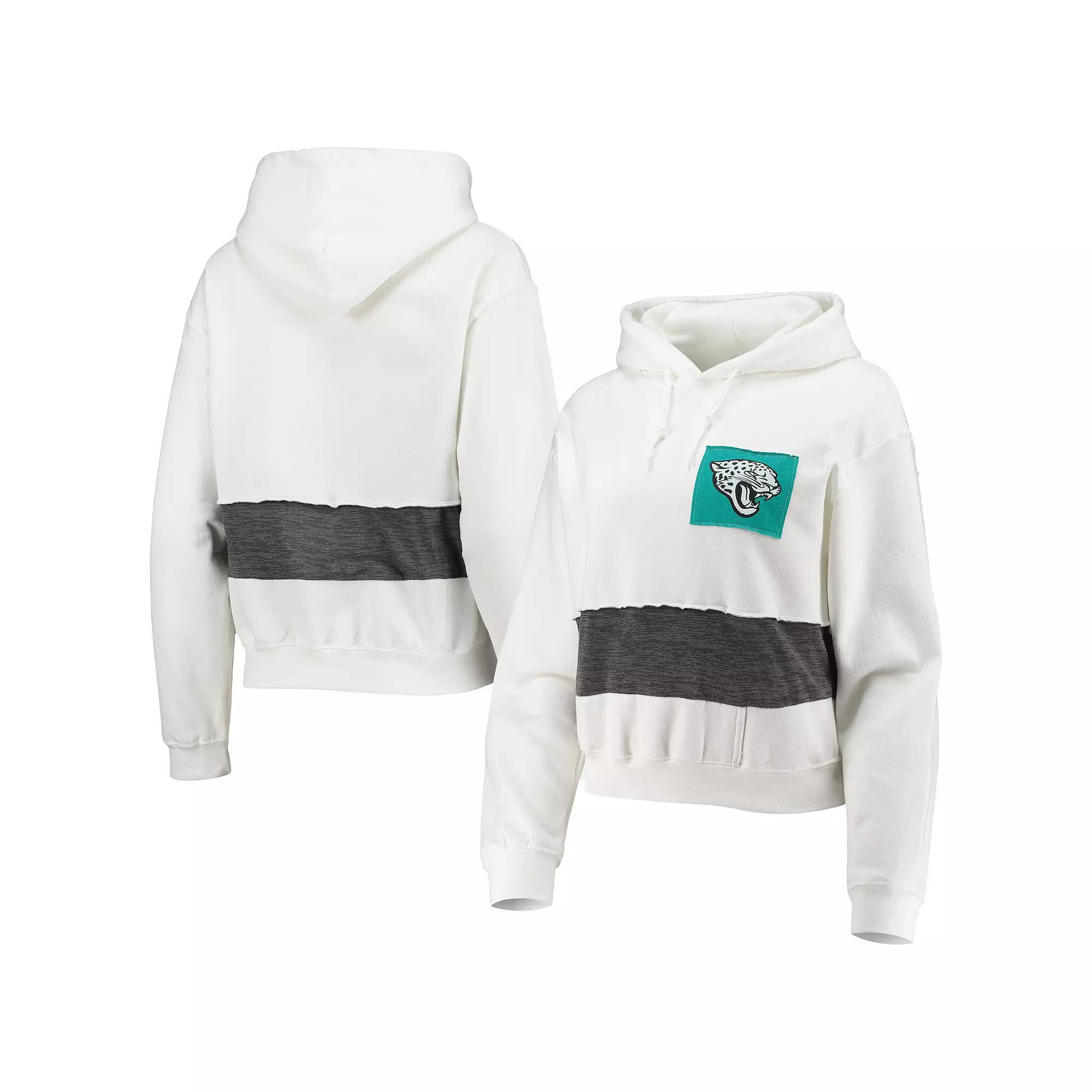 Women's Refried Apparel White Jacksonville Jaguars Sustainable Crop Dolman Pullover Hoodie,  Product Image