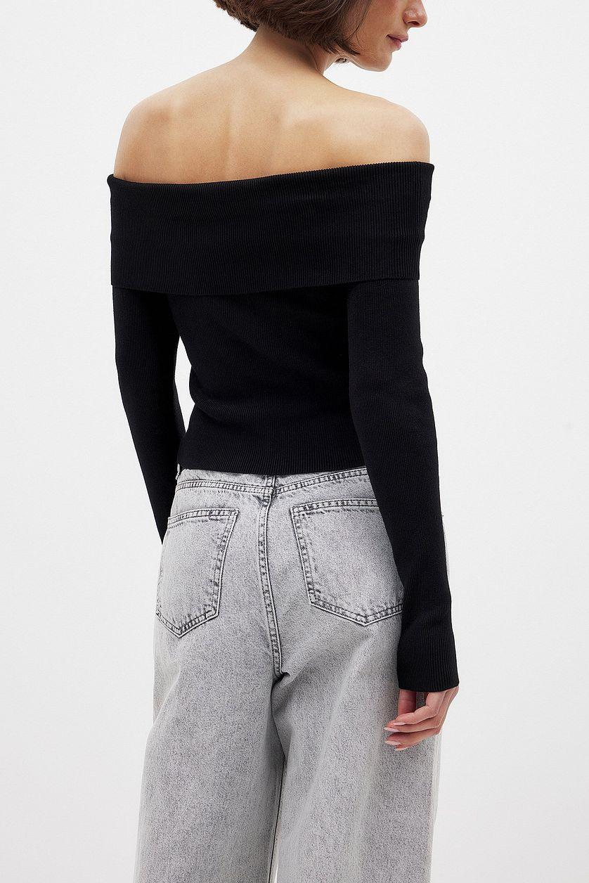 Folded Offshoulder Knitted Top Product Image
