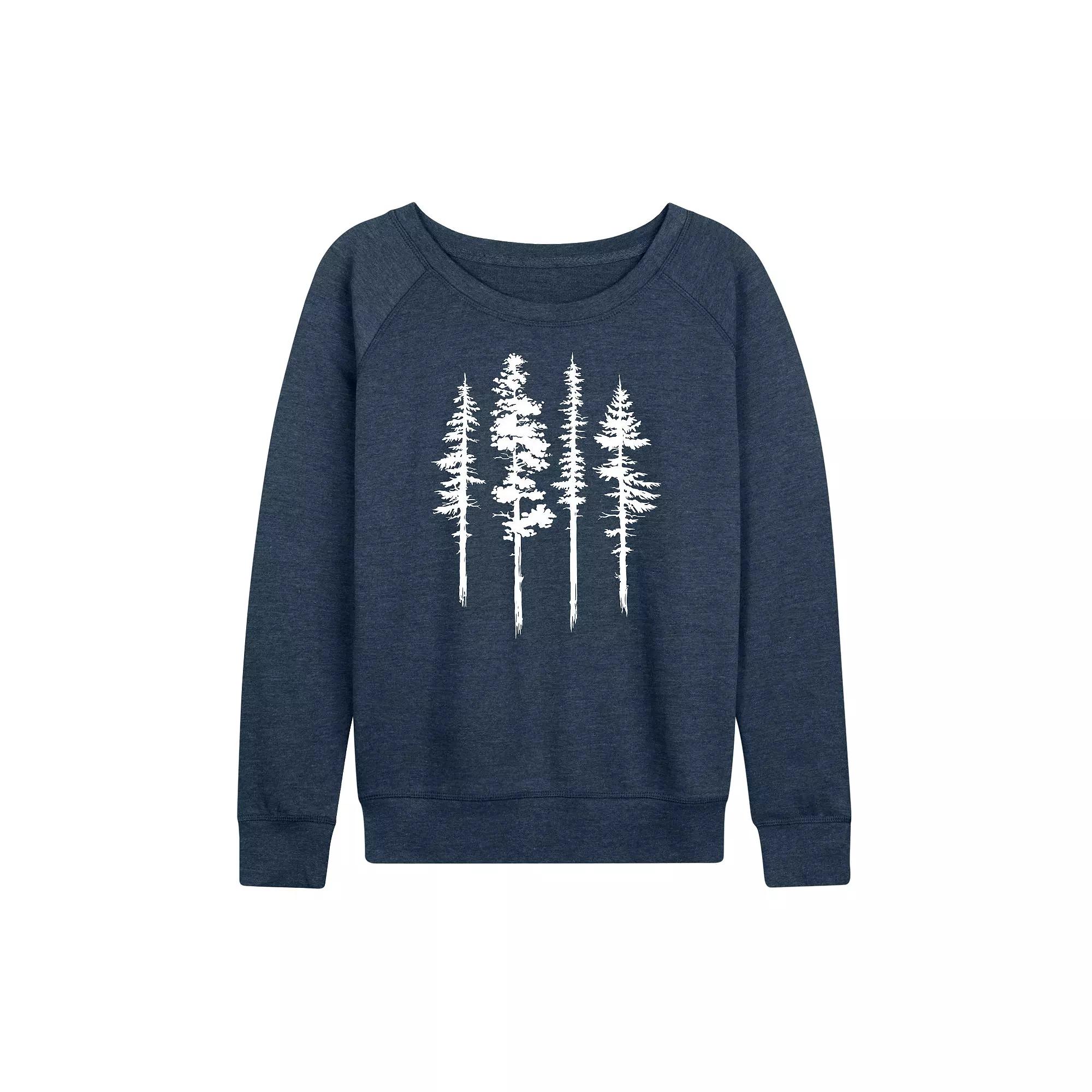 Women's Abstract Trees French Terry Long Sleeve Tee,  Product Image