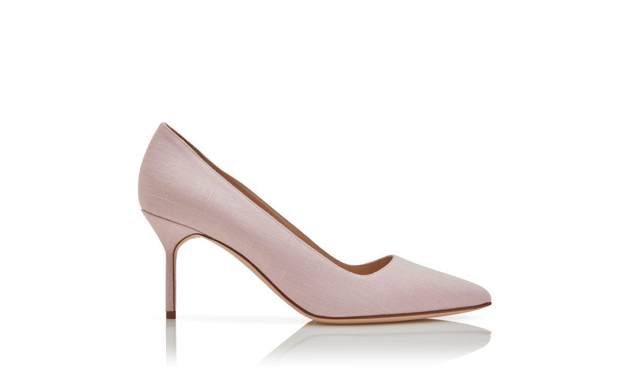 BB 70 Light Pink Linen Pointed Toe Pumps Product Image