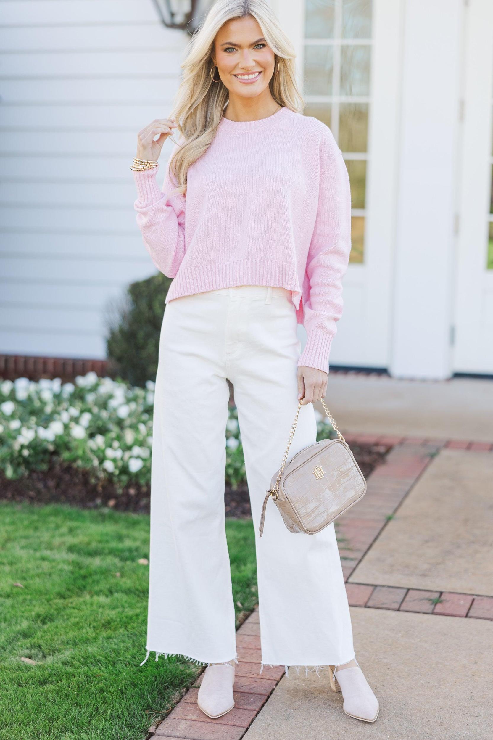 Lucky You Pink Cropped Sweater Female Product Image