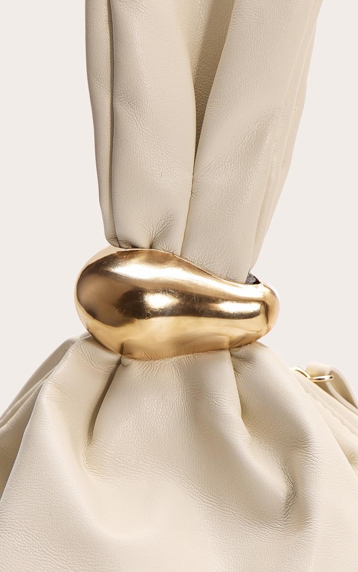 Premium Cream Soft Pu Gold Handle Hand Bag Product Image