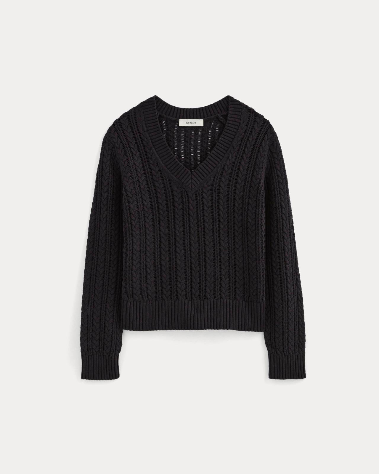 Womens Mesh Cable V-Neck in Everyday Cotton Sweater by Everlane Product Image