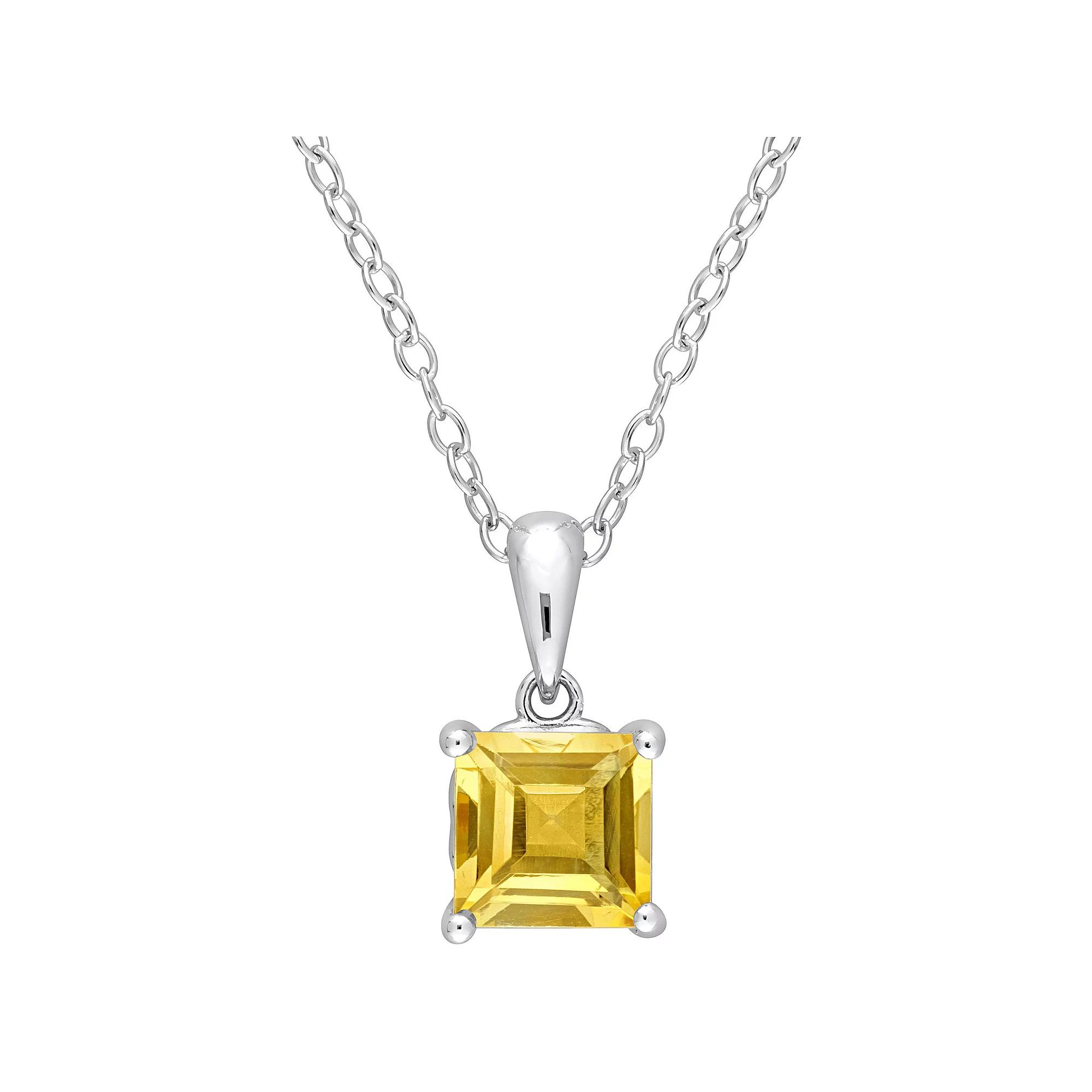 Stella Grace Sterling Silver & Gemstone Stud Pendant Necklace, Womens Citrine Product Image