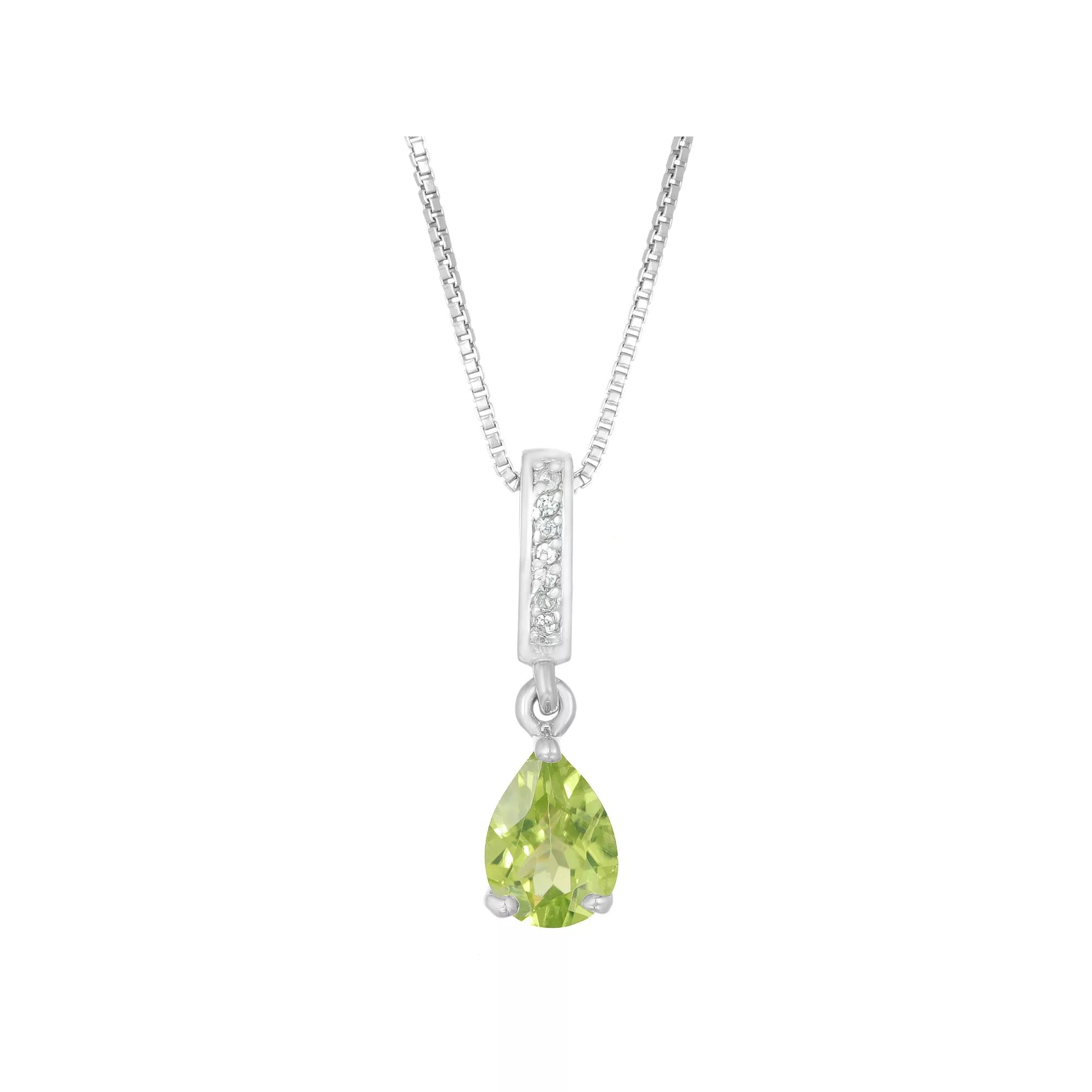 Gemminded Sterling Silver White Topaz Accent & Peridot Pendant Necklace, Women's, Size: 18" Product Image