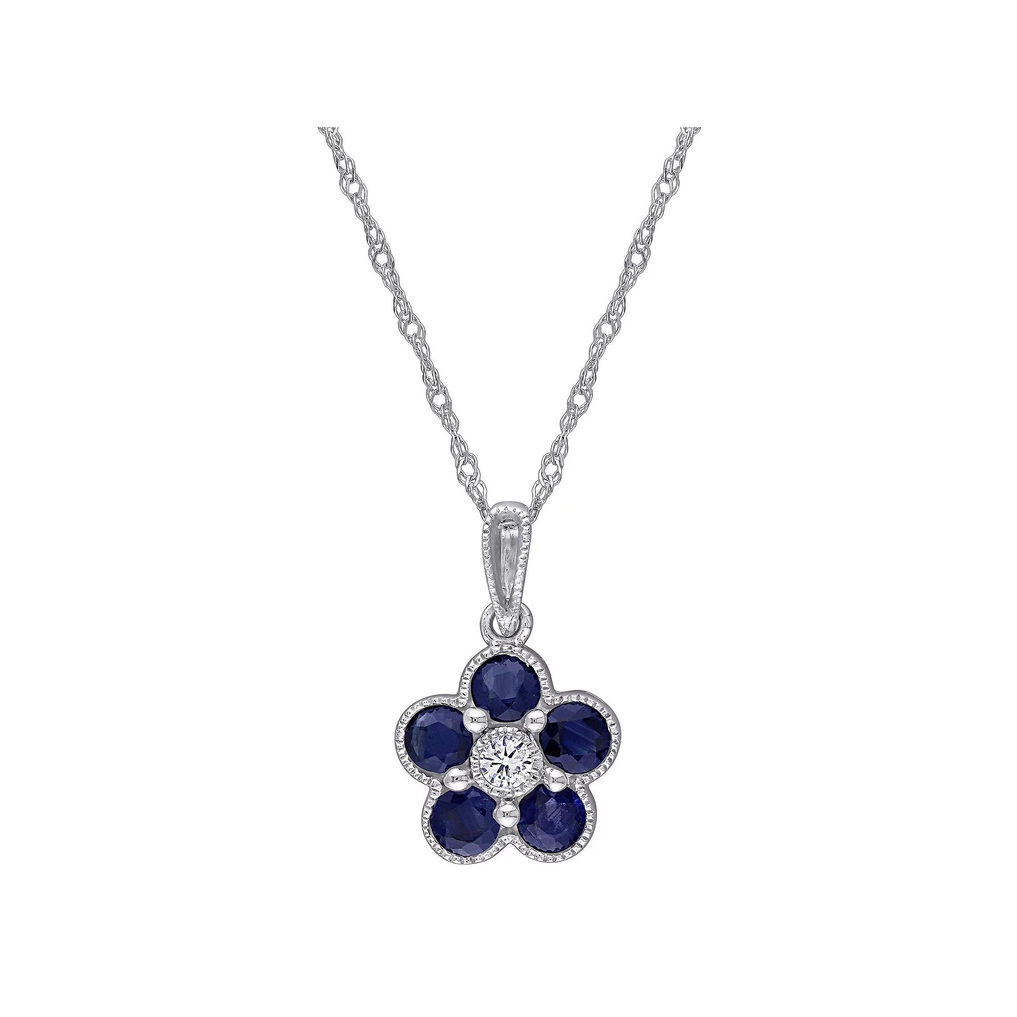 Stella Grace 14K White Gold Sapphire & Diamond Accent Pendant Necklace, Women's, Size: 17", 14k Whgold Product Image