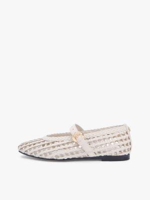 Woven Leather Mix Mary Jane Flat Product Image