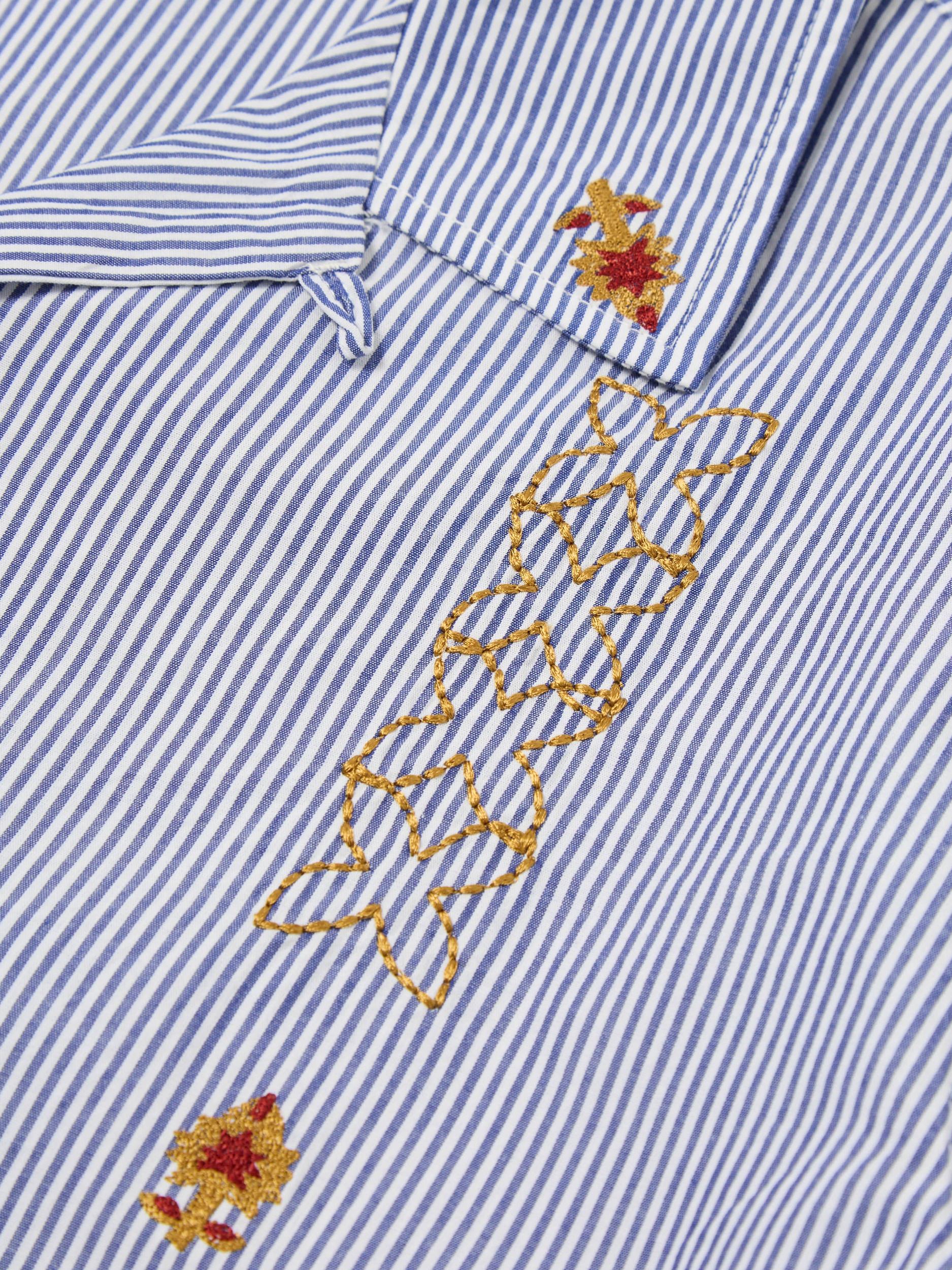 Blue Embroidered Classic Stripe Road Shirt Product Image