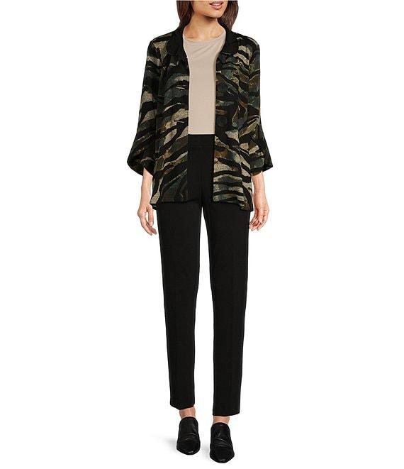 Ali Miles Print Stretch Collared 3/4 Sleeve Jacket Product Image