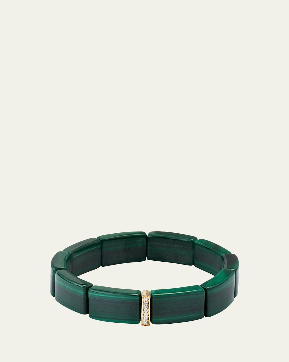 14K Gold & Diamond Single Row Spacer on Malachite Bracelet Product Image