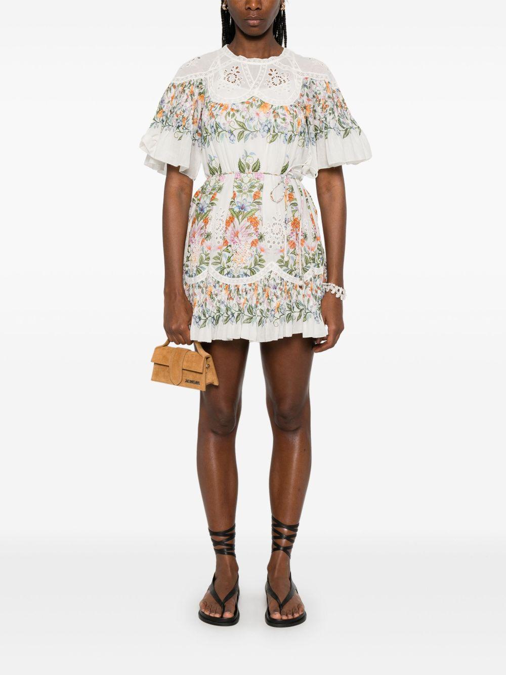 FARM RIO Sweet Bloom Cotton Eyelet Shift Dress In Off-white Product Image