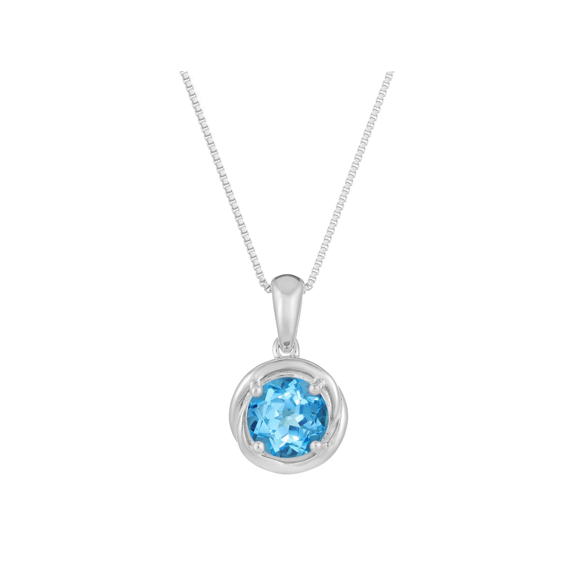 Gemminded Sterling Silver Blue Topaz Circle Pendant Necklace, Women's, Size: 18" Product Image