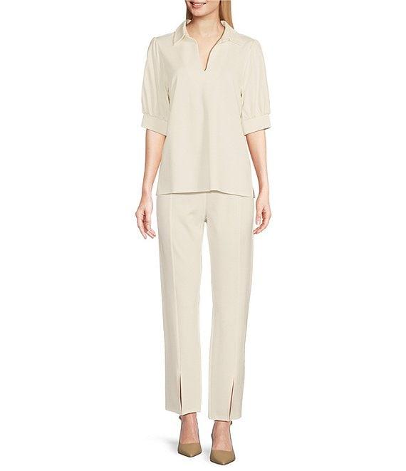 Jude Connally Martina Ponte Knit Wide Leg Split Front Hem Pull-On Pants Product Image