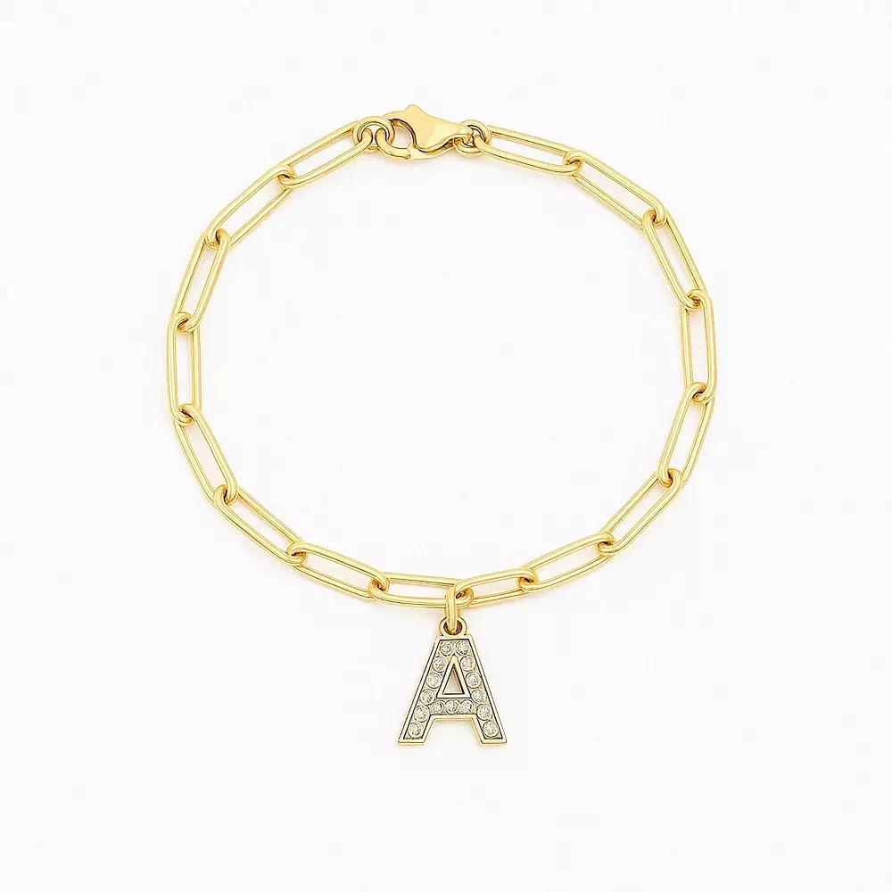 Meshmerise 18K Gold Over Silver Diamond Inital Bracelet, Women's, Size: 6-7" ADJ, Gold Tone A Product Image