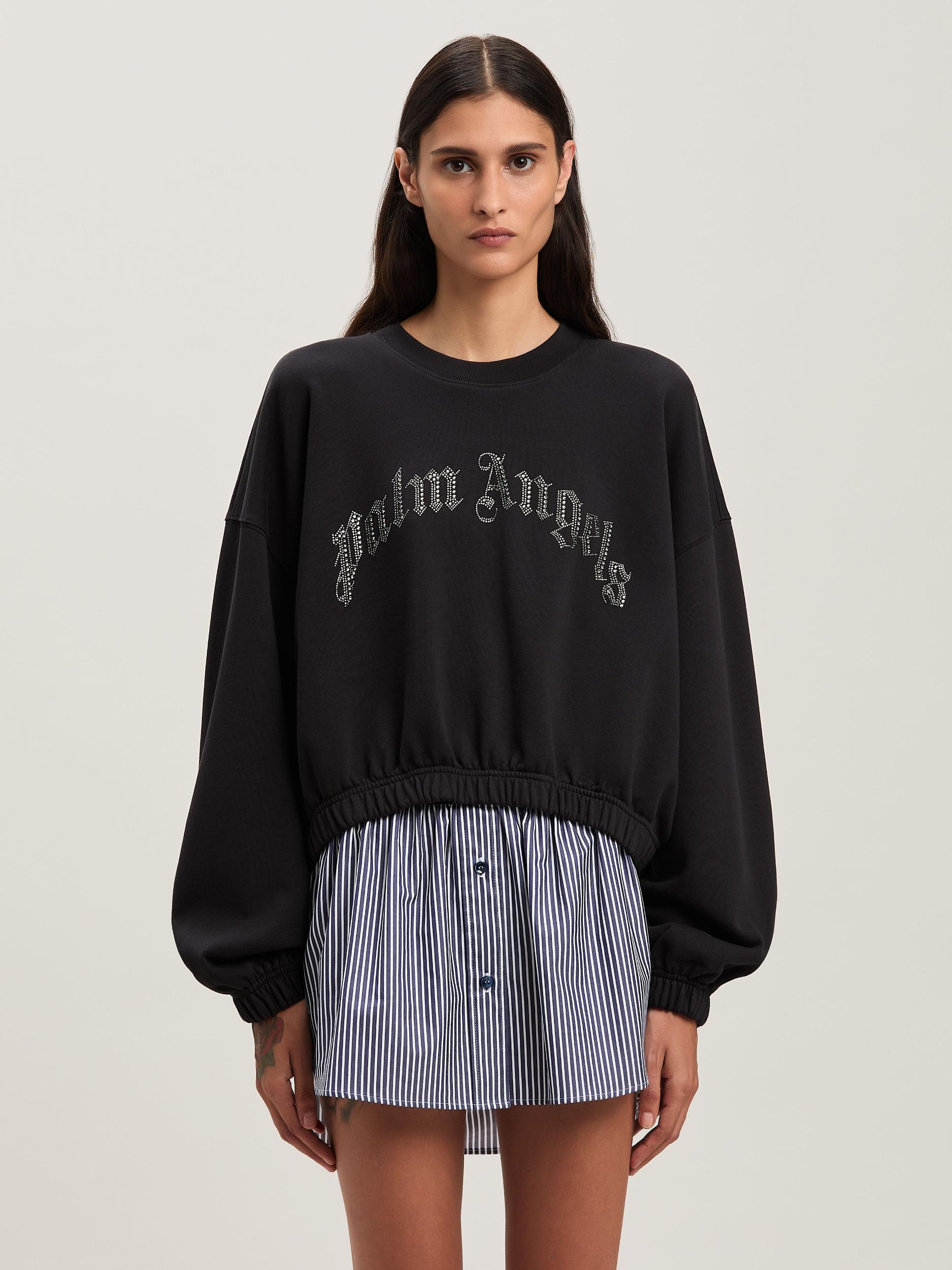 RHINESTONE CURVED LOGO D CREW BLACK - SI Product Image