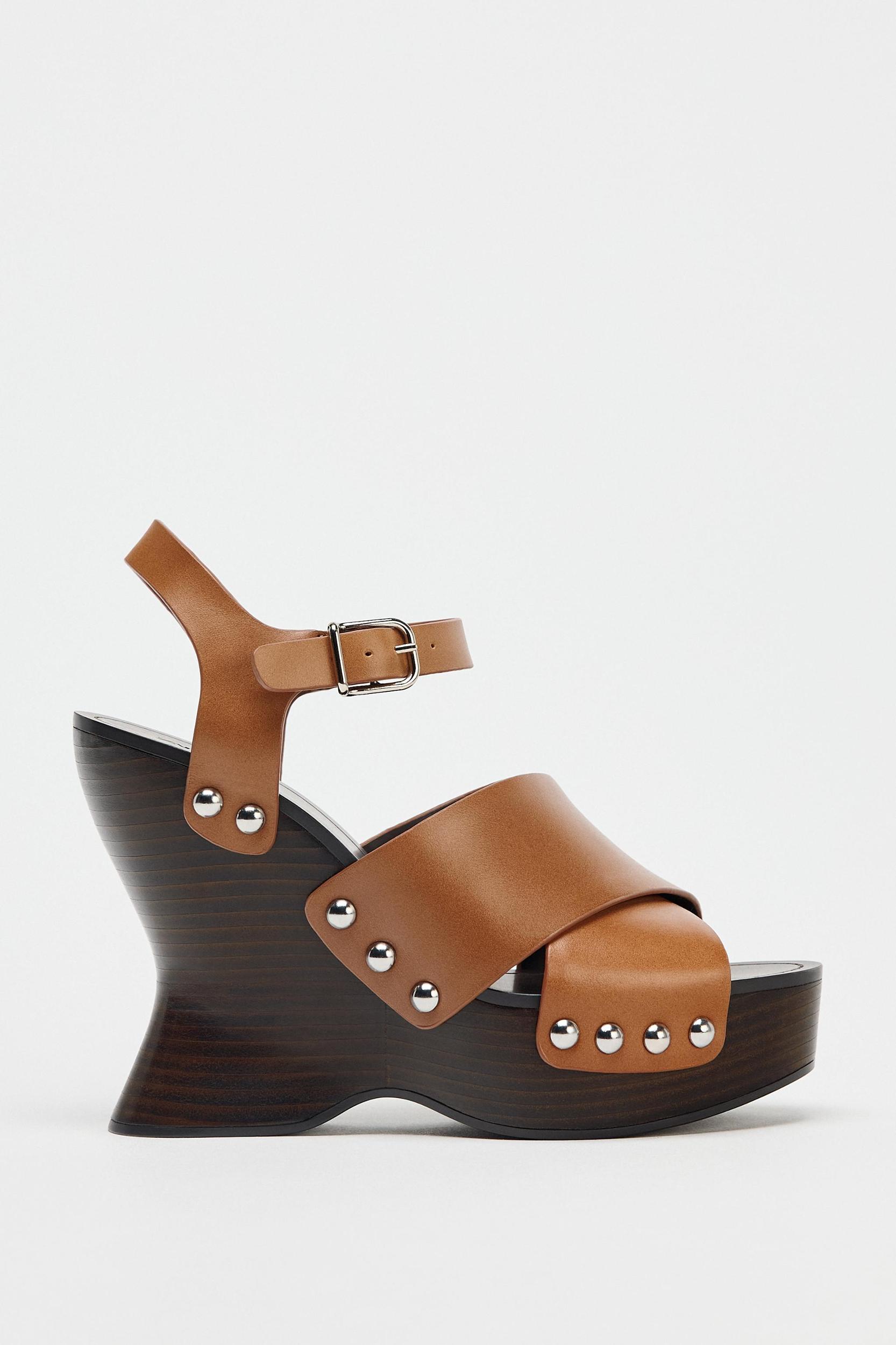 STUDDED LEATHER WEDGES Product Image