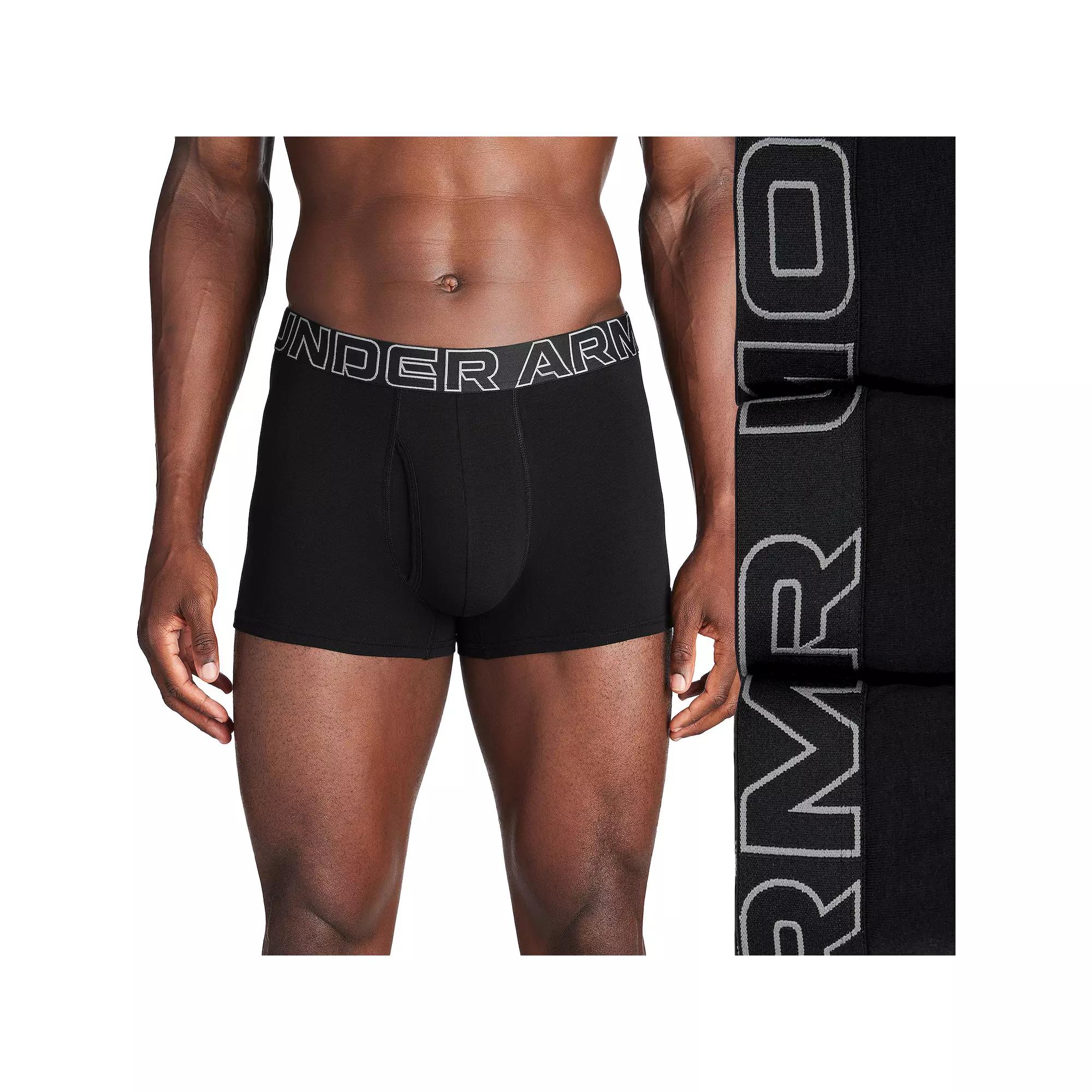 Men's Under Armour 3-pack Performance Cotton Blend 3-in. Boxer Briefs, Size: 3XL, Black Product Image