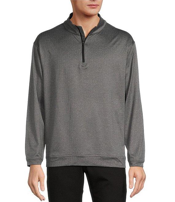 Roundtree & Yorke Performance Long Sleeve Quarter-Zip Jacquard Pullover Product Image