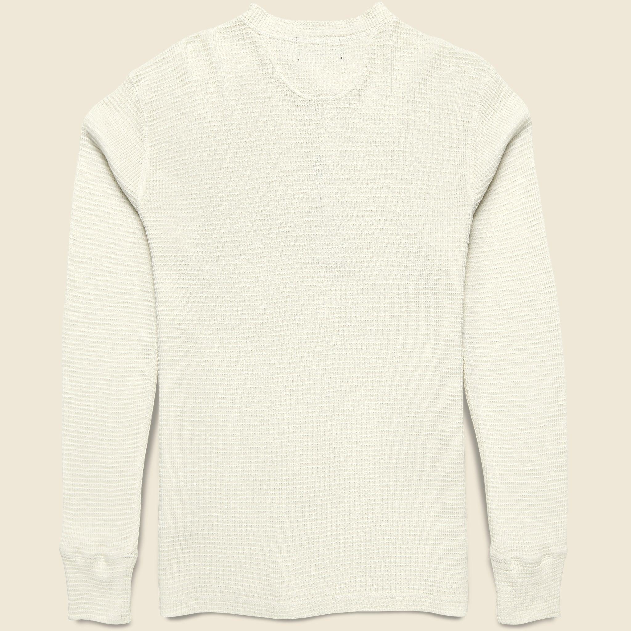 Waffle-Knit Henley - Paper White Product Image