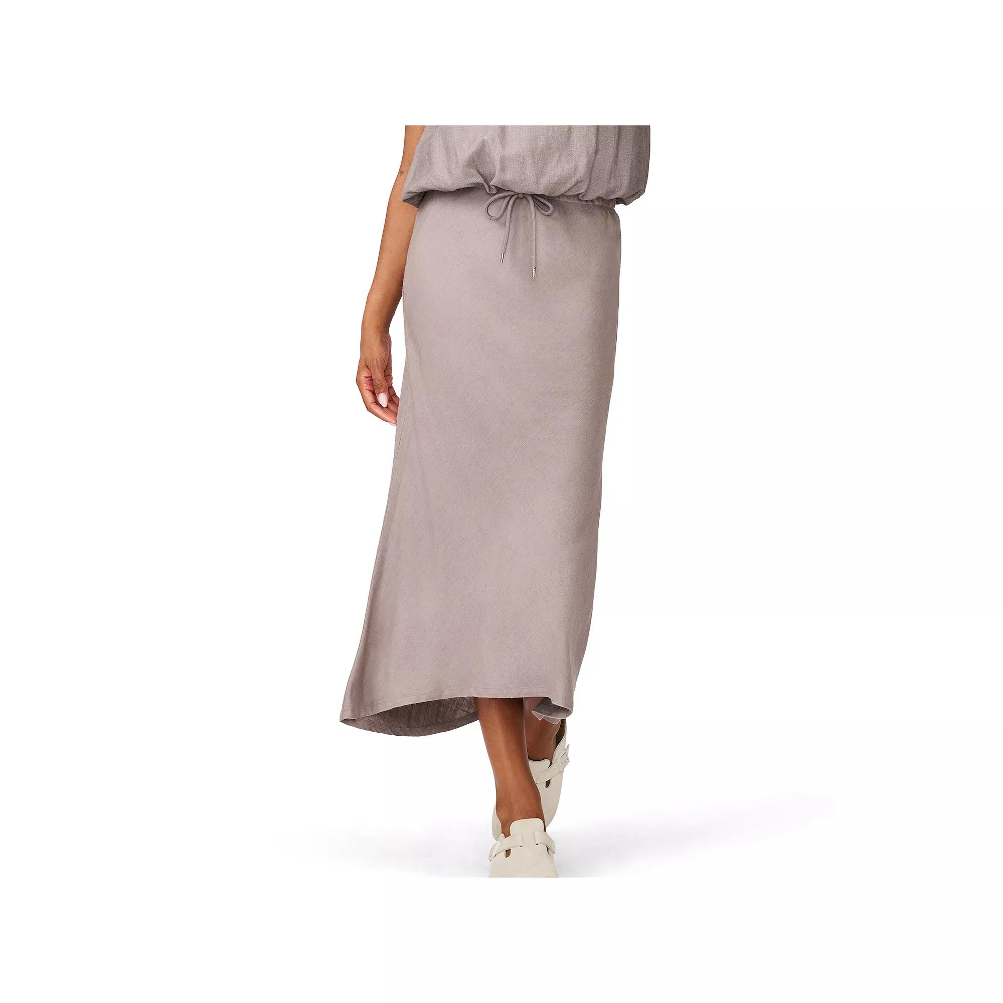 Women's Grey & Gray Drawstring Waist Linen Blend Skirt,  Product Image