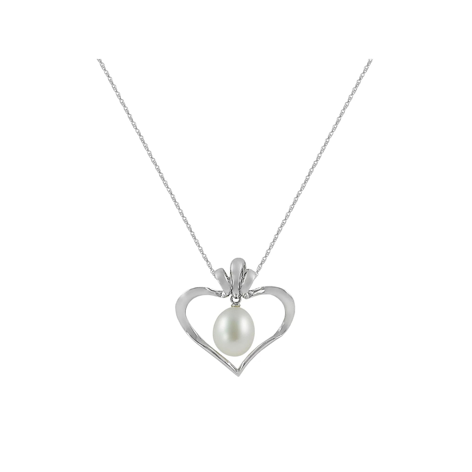 Sterling Silver Freshwater Cultured Pearl Interchangeable Heart Pendant, Womens Multicolor Product Image