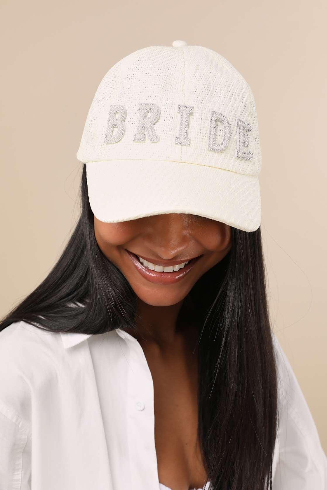 Talitha Ivory Woven Pearl Bride Baseball Hat Product Image