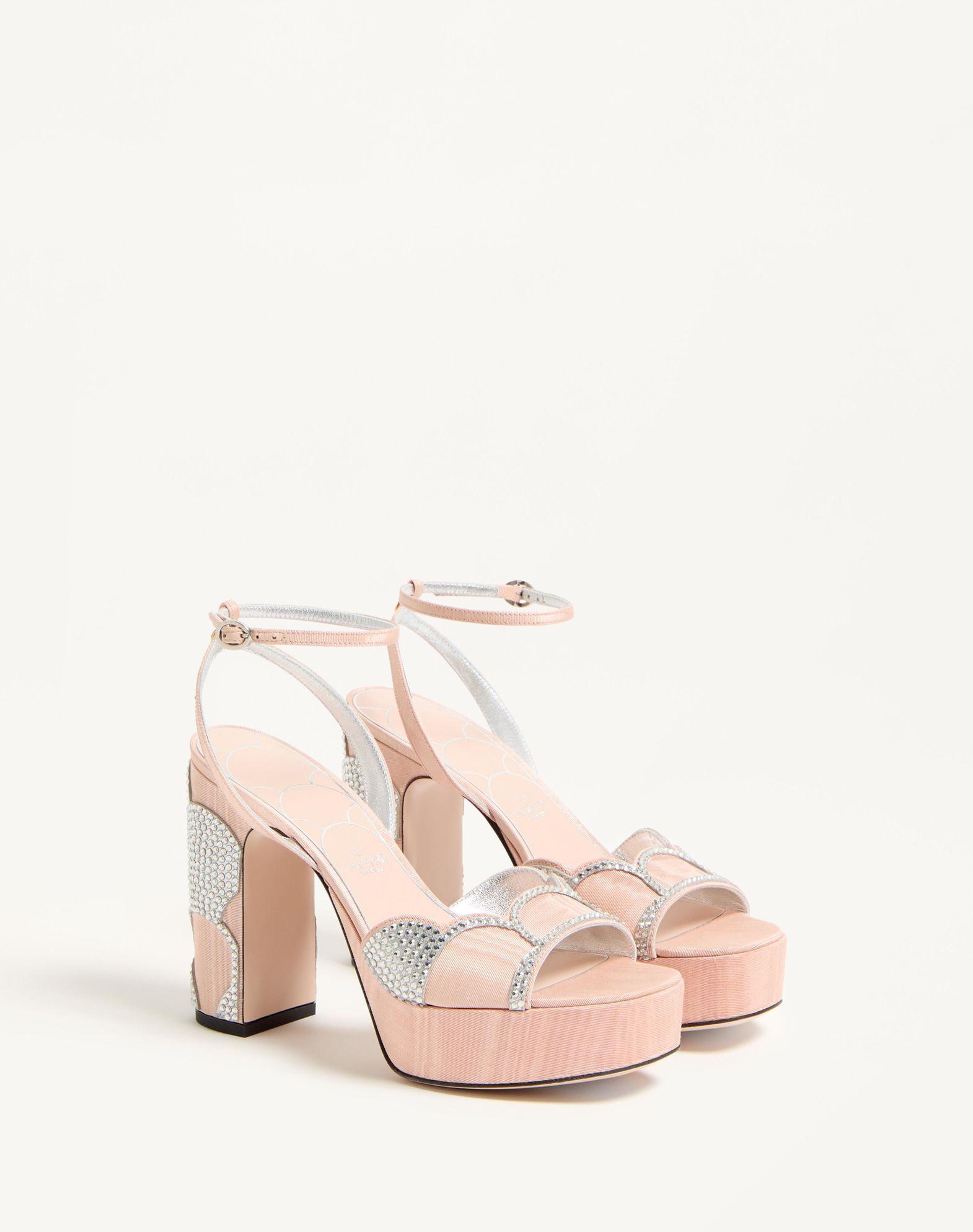 Bowow Platform Sandal In Moiré Fabric With Crystals 115Mm Product Image