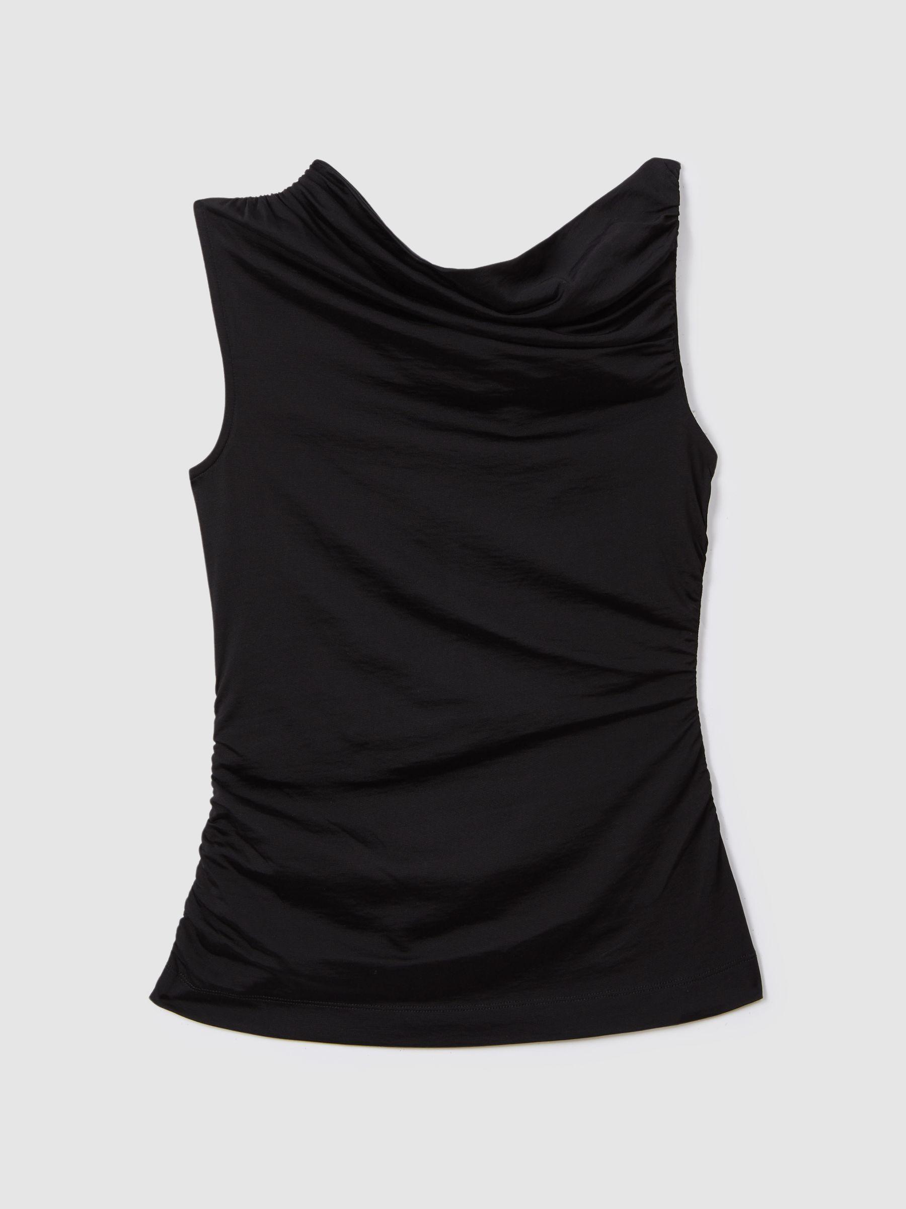 Ruched Off-The-Shoulder Top in Black Product Image