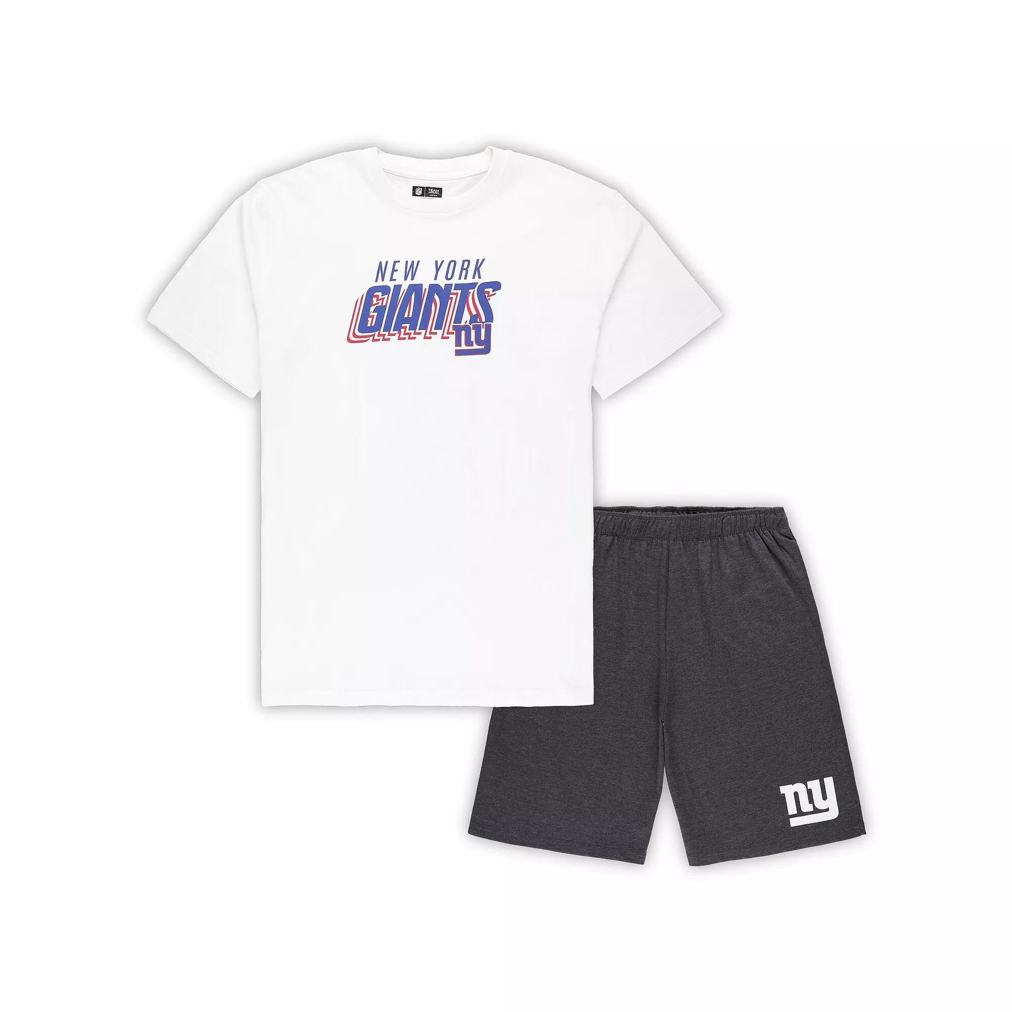 Men's Concepts Sport White/Charcoal New York Giants Big & Tall T-Shirt and Shorts Set,  Product Image