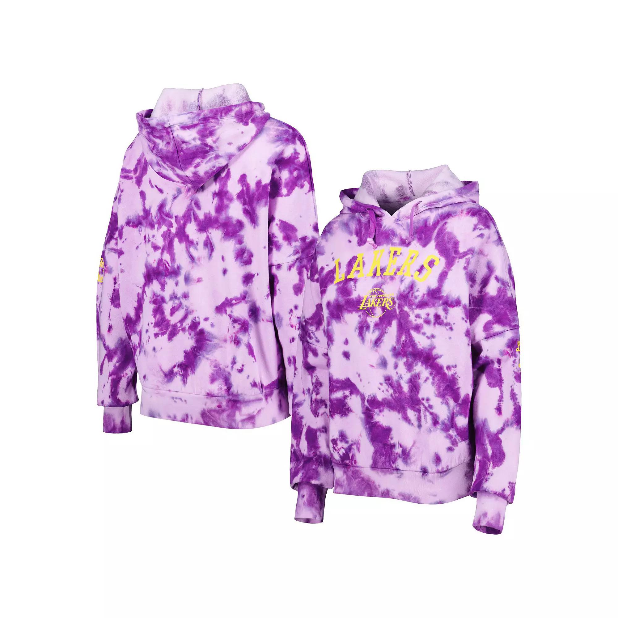 Women's New Era Purple Los Angeles Lakers Brushed Cotton Tie-Dye Pullover Hoodie,  Product Image