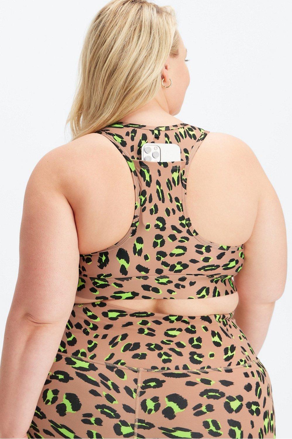 Fabletics On-The-Go Medium Impact Sports Bra Womens Desert Wavy Leo Size L Product Image